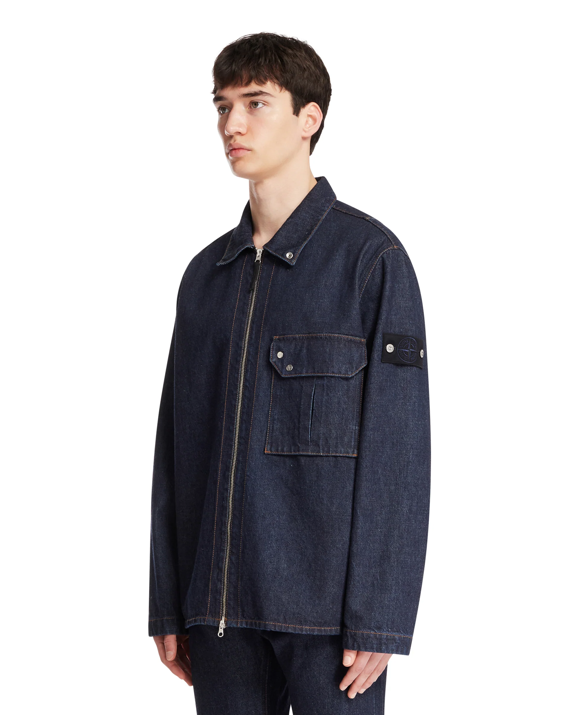 Giacca In Denim Con Zip Blu - Image 2