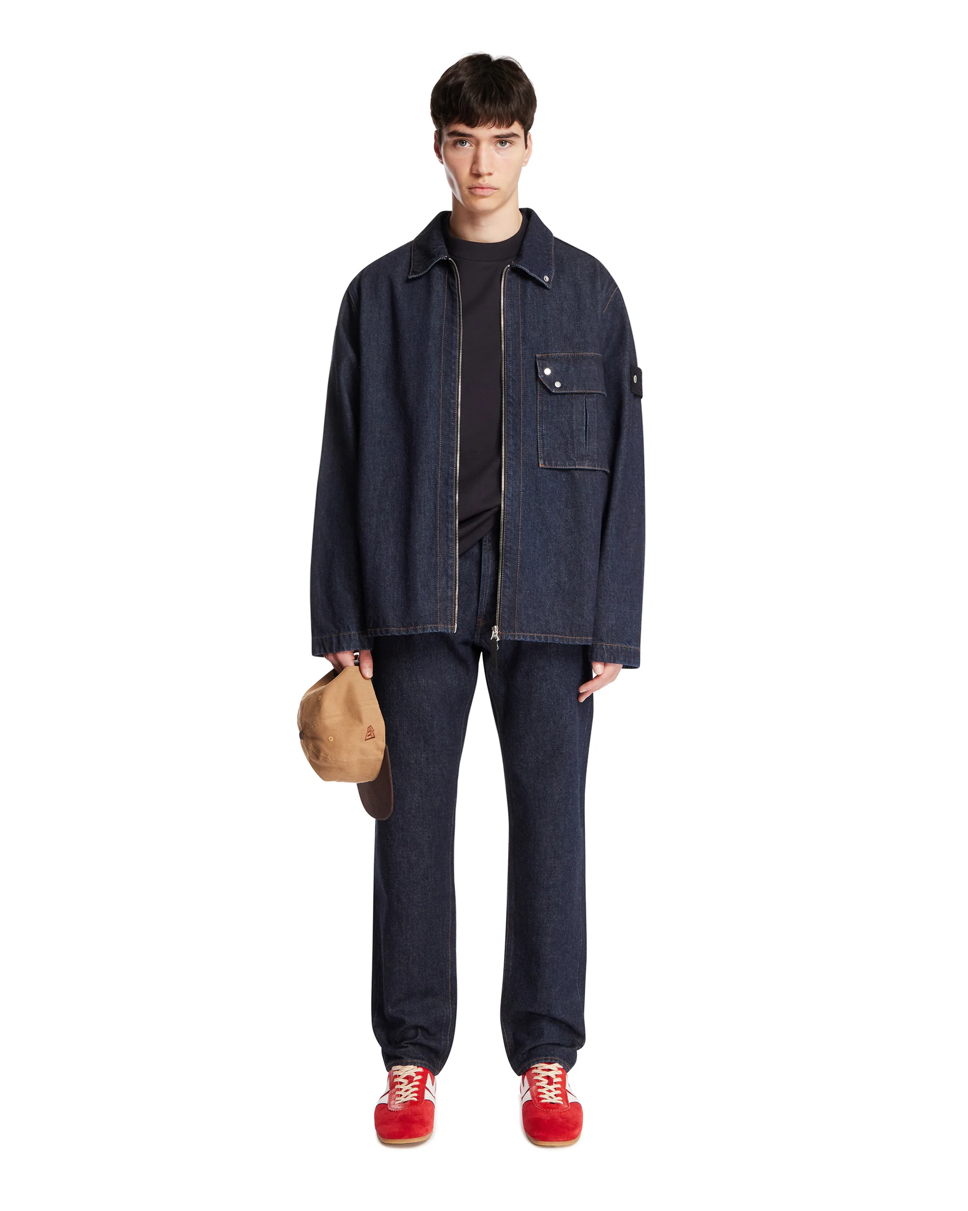 Giacca In Denim Con Zip Blu - Image 3