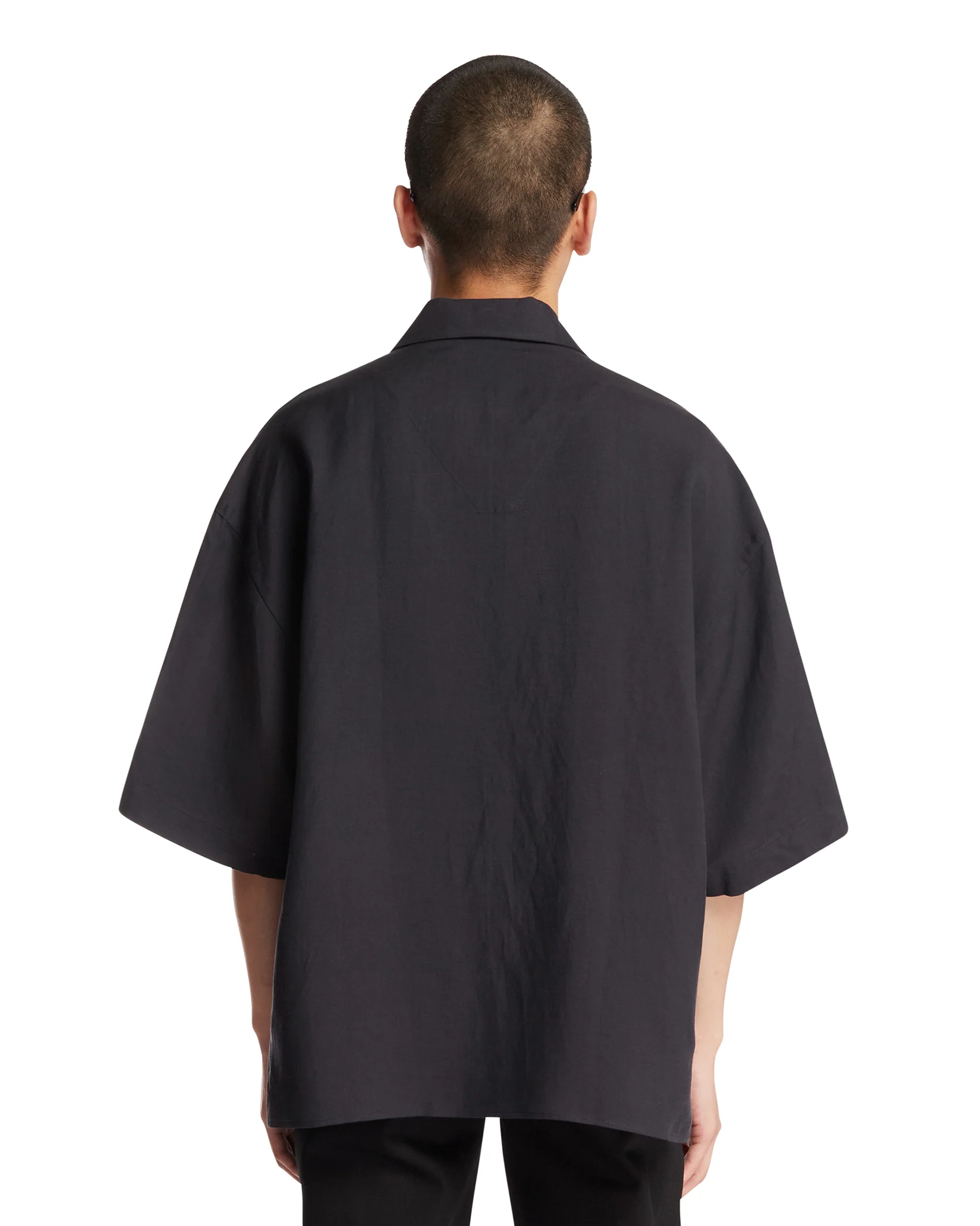 Camicia In Viscosa E Lino Blu - Image 5