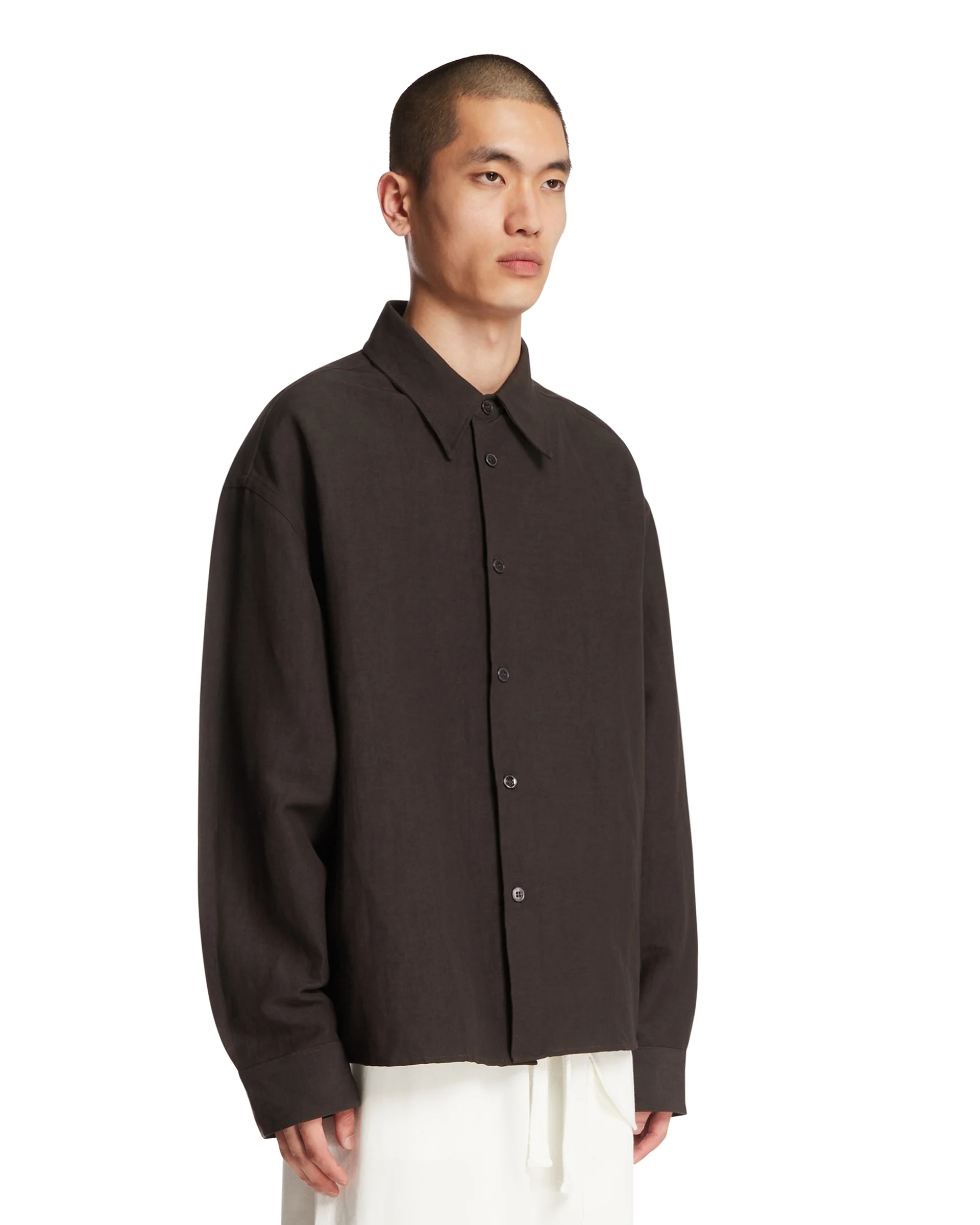 Overshirt In Lino E Lana Marrone - Image 2
