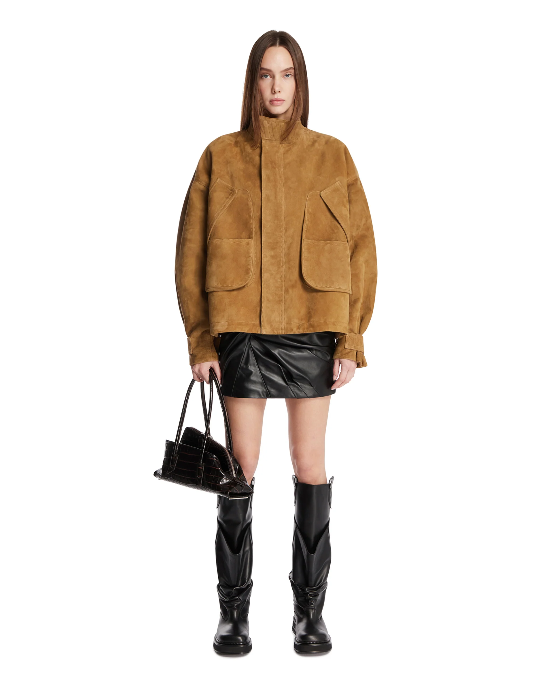 Giacca In Suede Multitasche Beige - Image 3