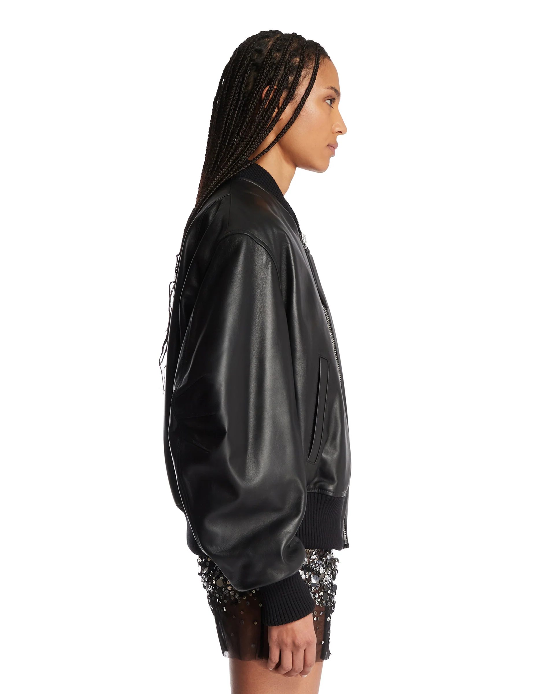 Bomber Oversize In Pelle Nero - Image 4