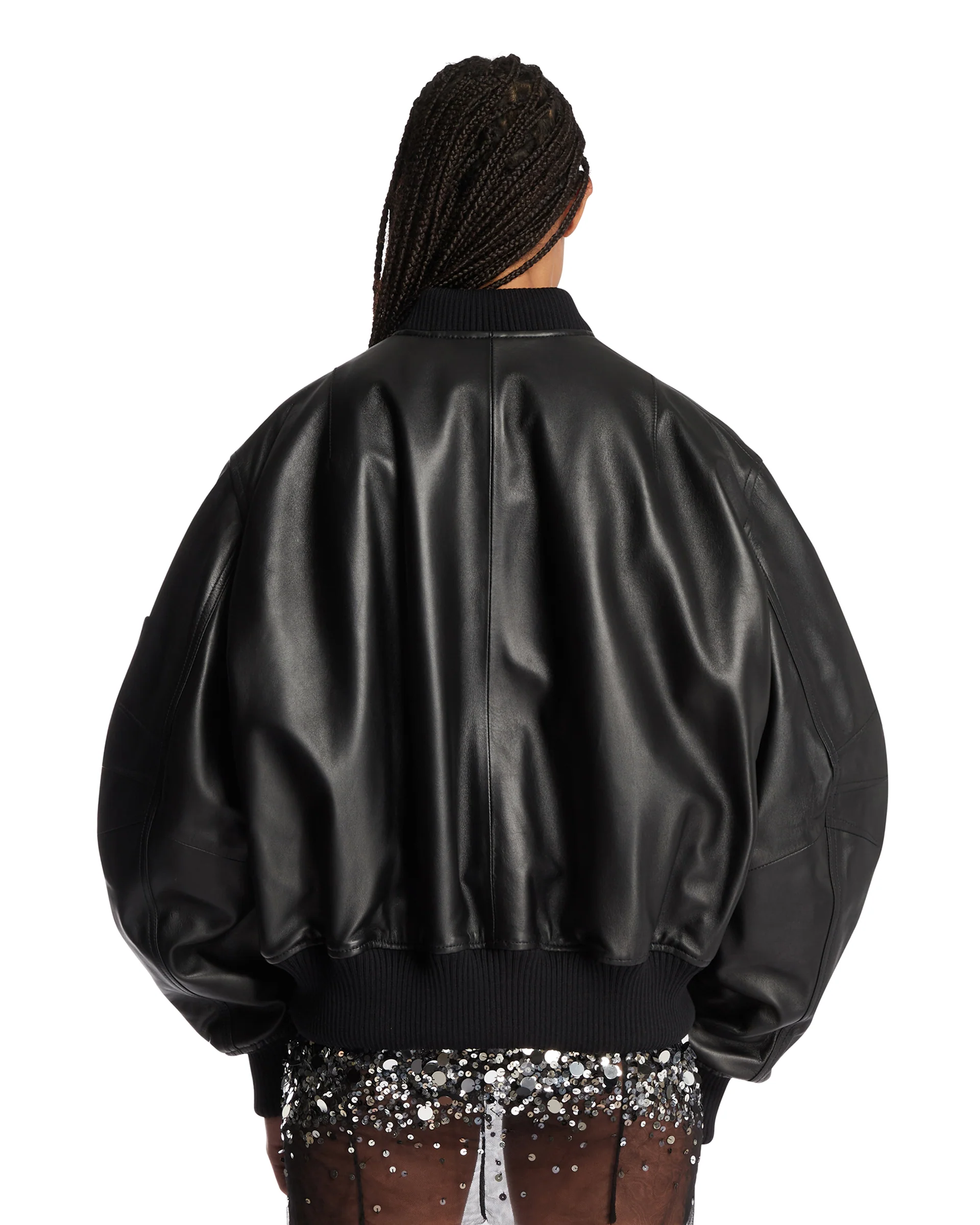 Bomber Oversize In Pelle Nero - Image 5