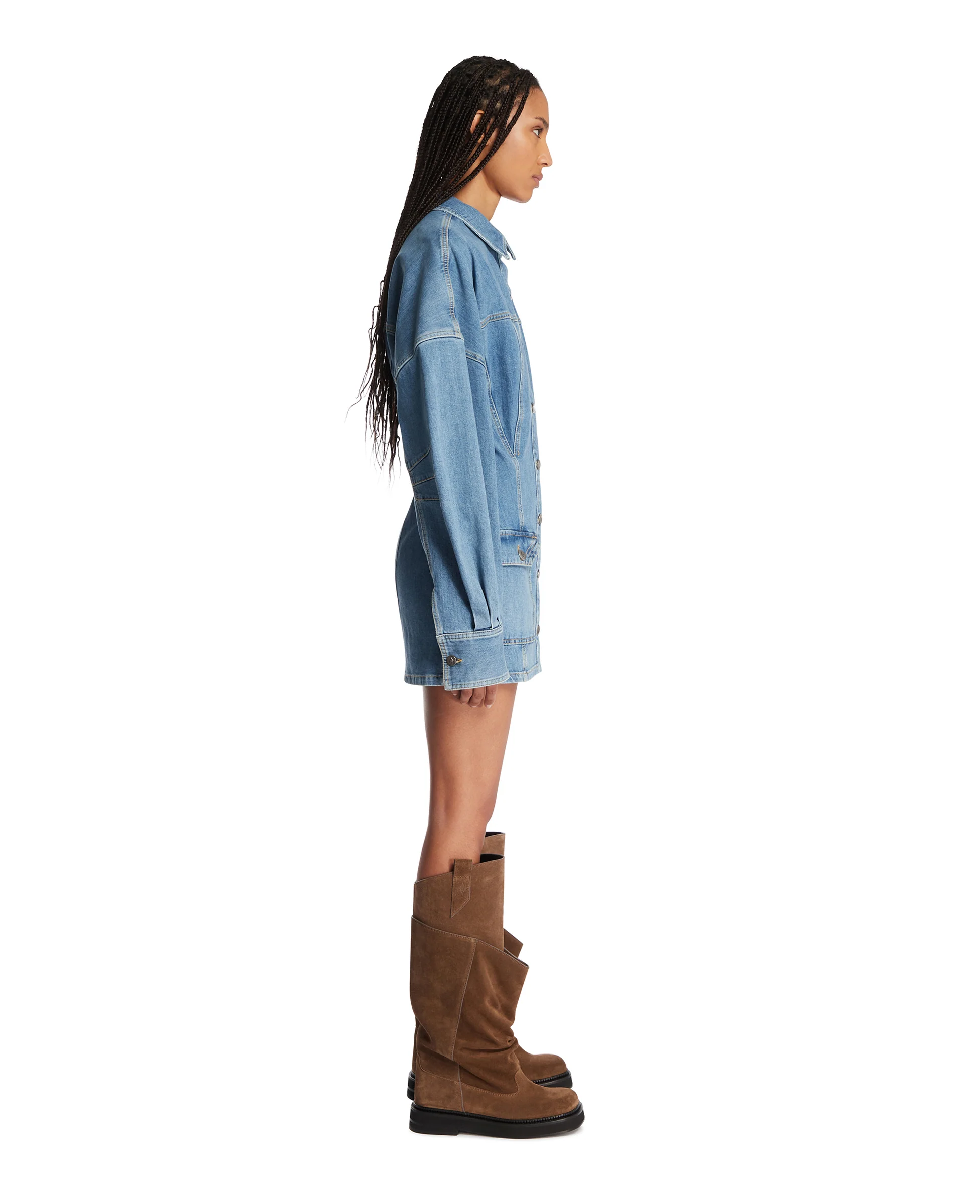 Abito In Denim Avvitato Blu - Image 4