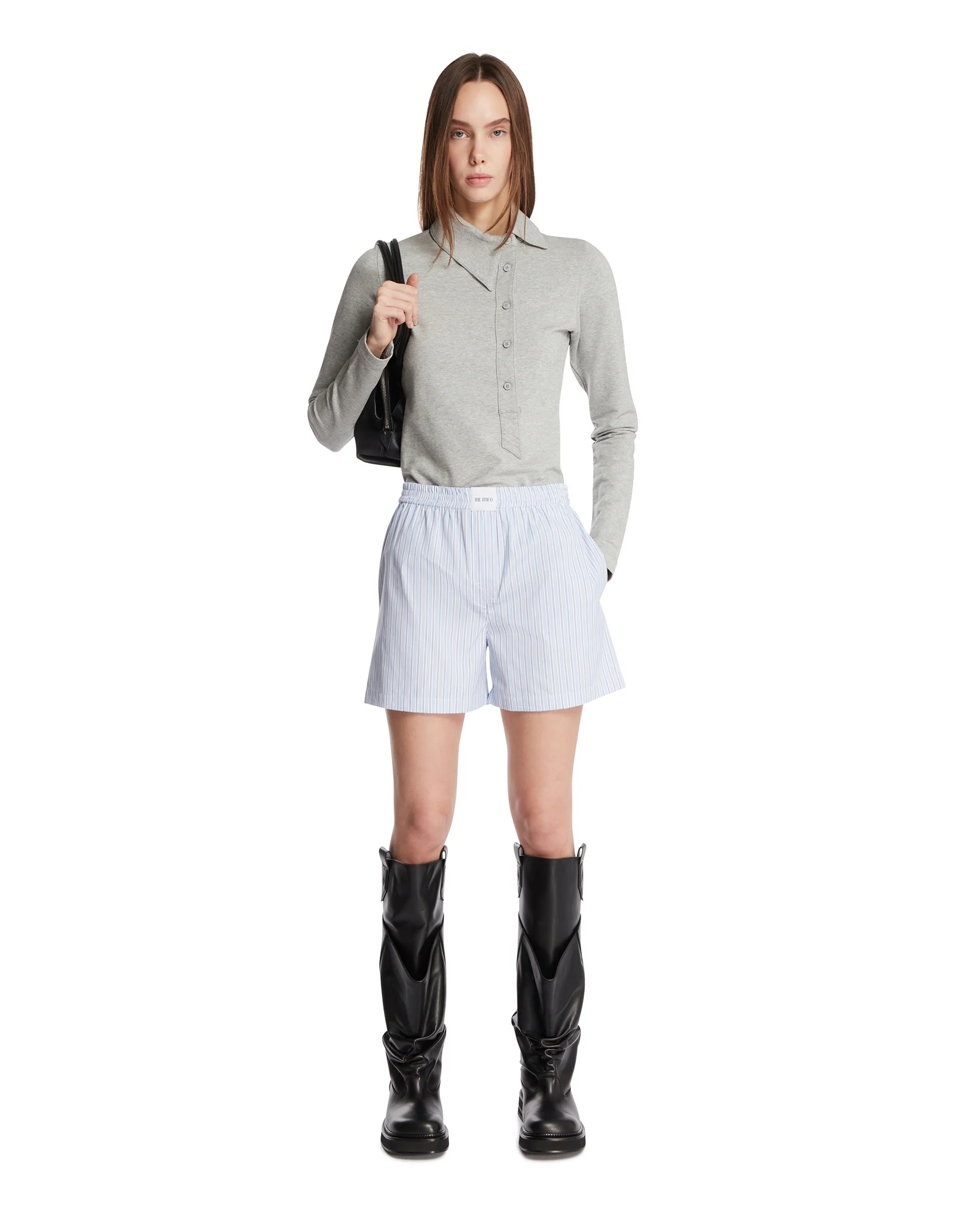 Top Asimmetrico In Cotone Grigio - Image 3