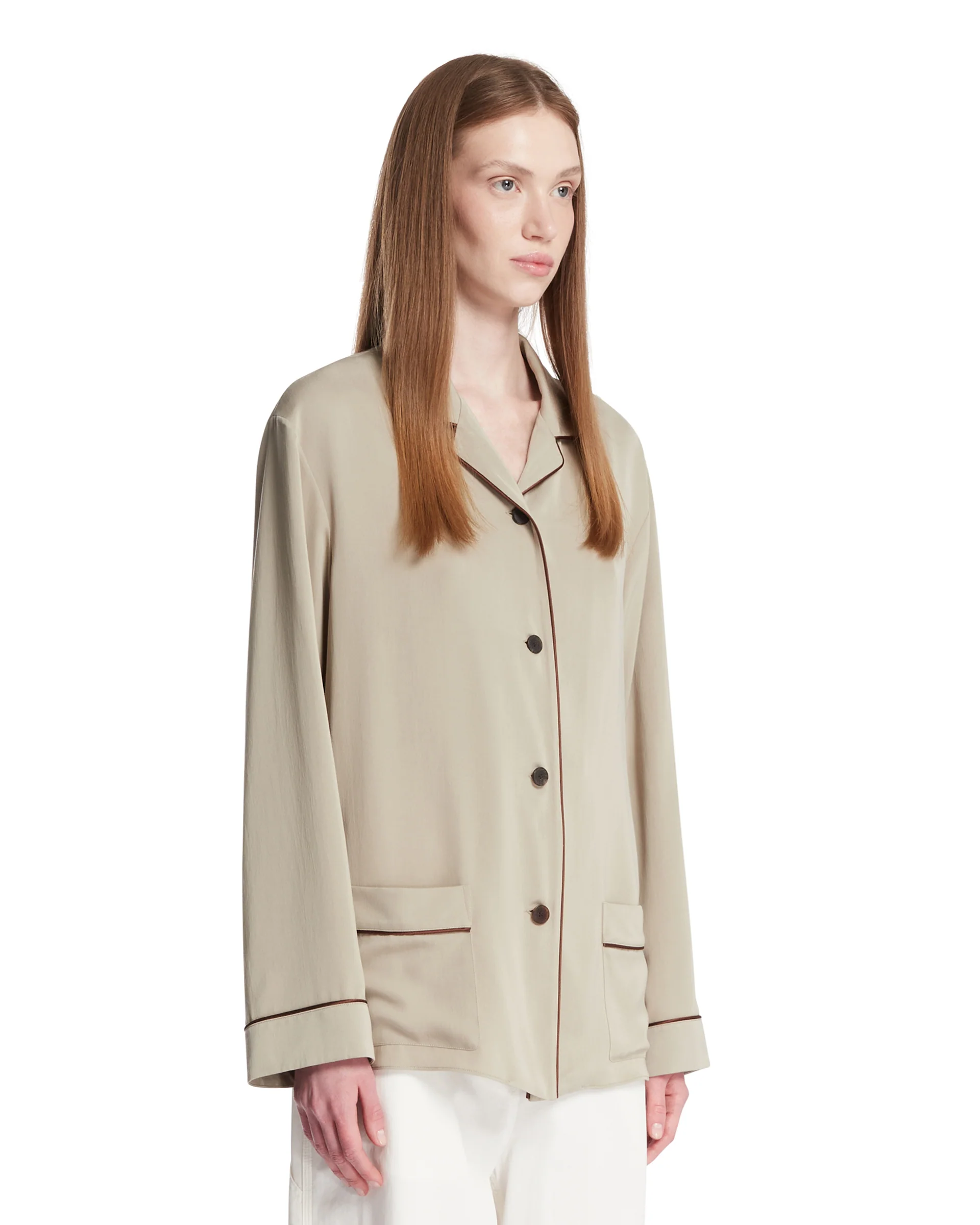 Camicia Clarinda In Seta Beige - Image 2