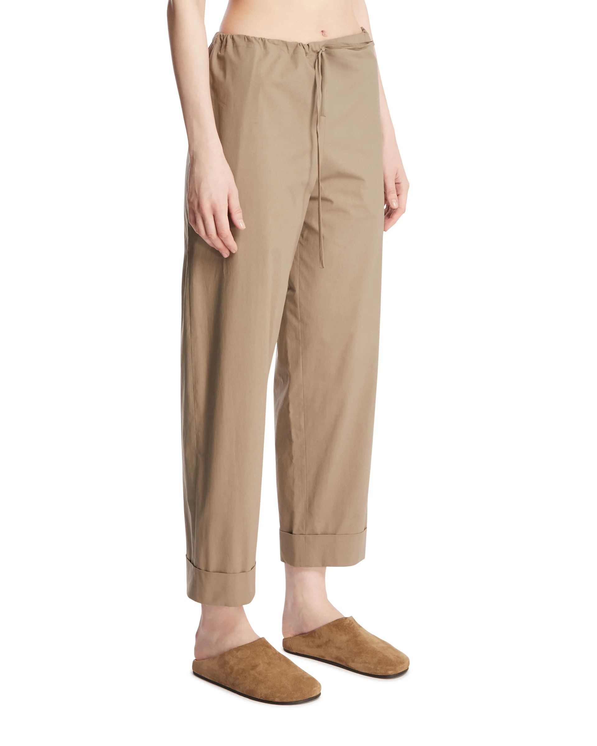 Pantaloni Cropped In Cotone Beige - Image 2