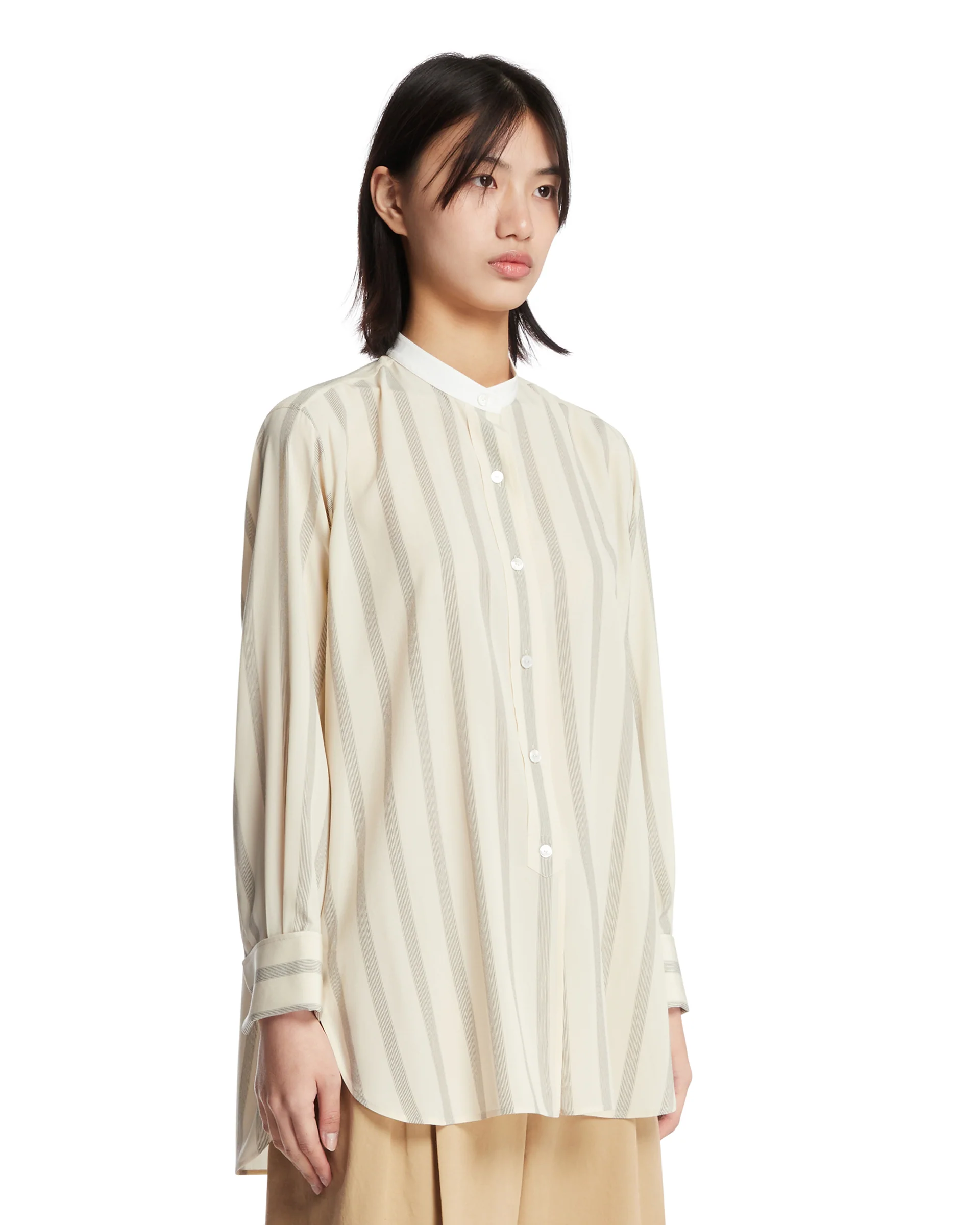 Camicia Falco In Seta Beige - Image 2