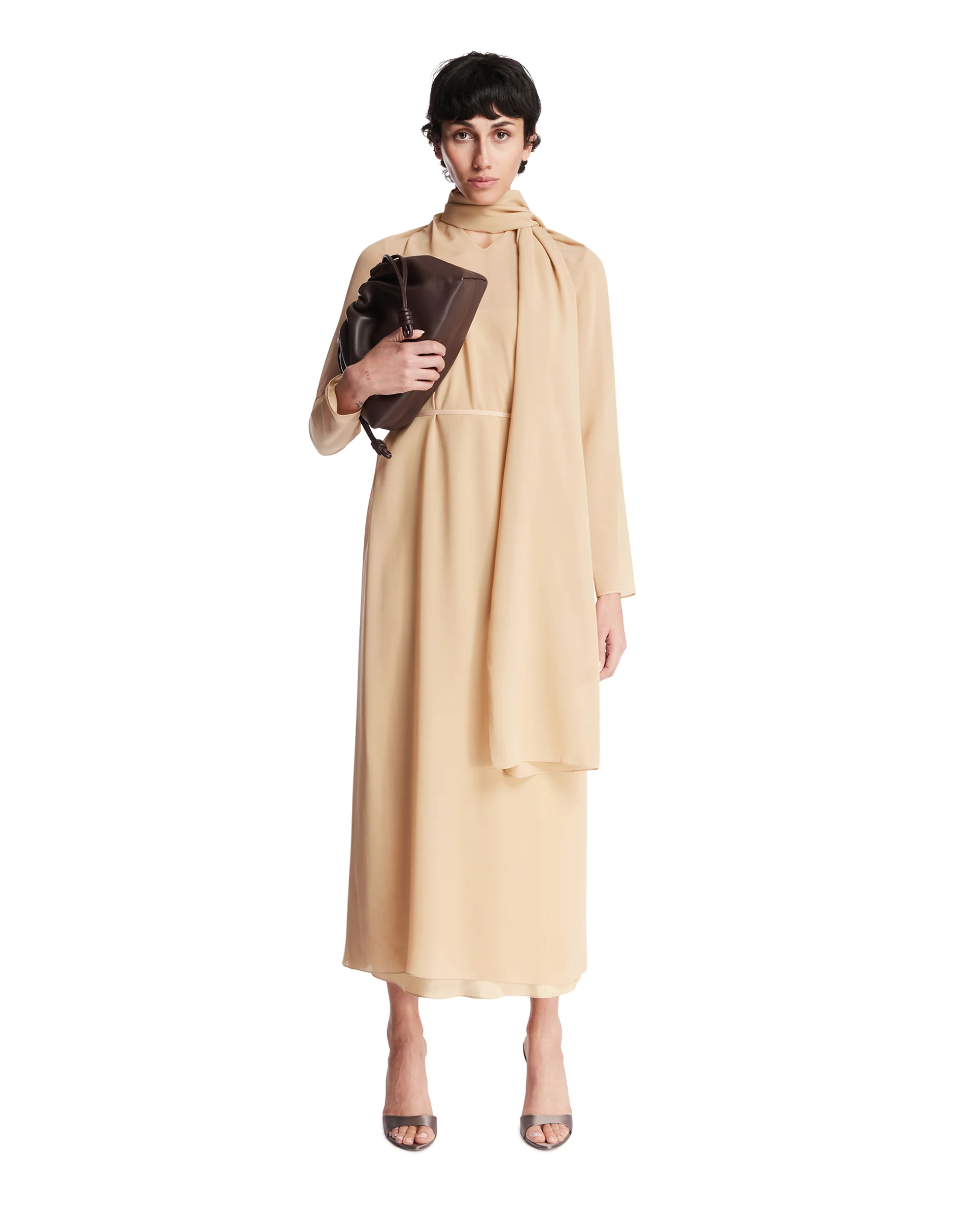 Abito Midi In Seta Beige - Image 3
