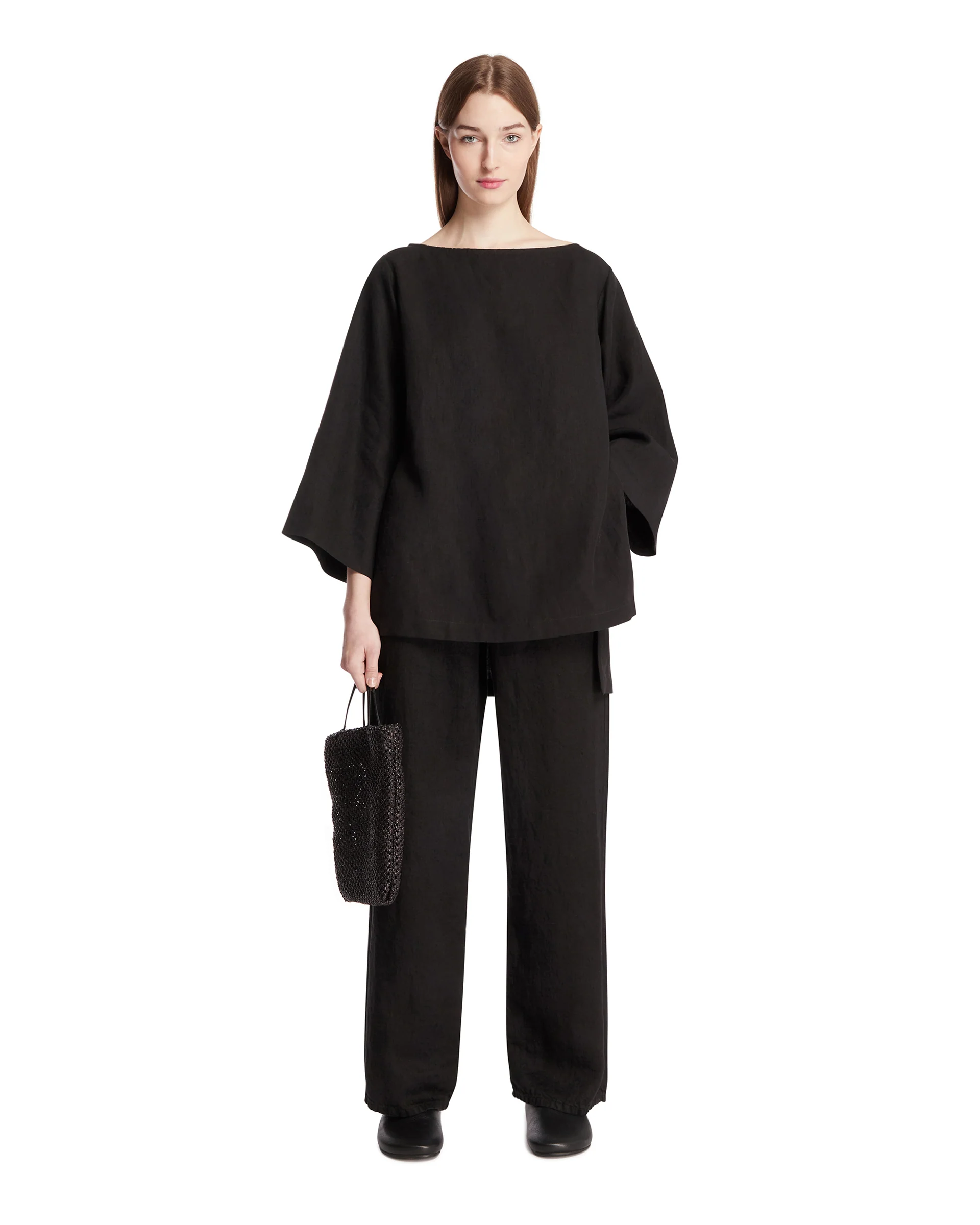 Blusa In Lino Nera - Image 3