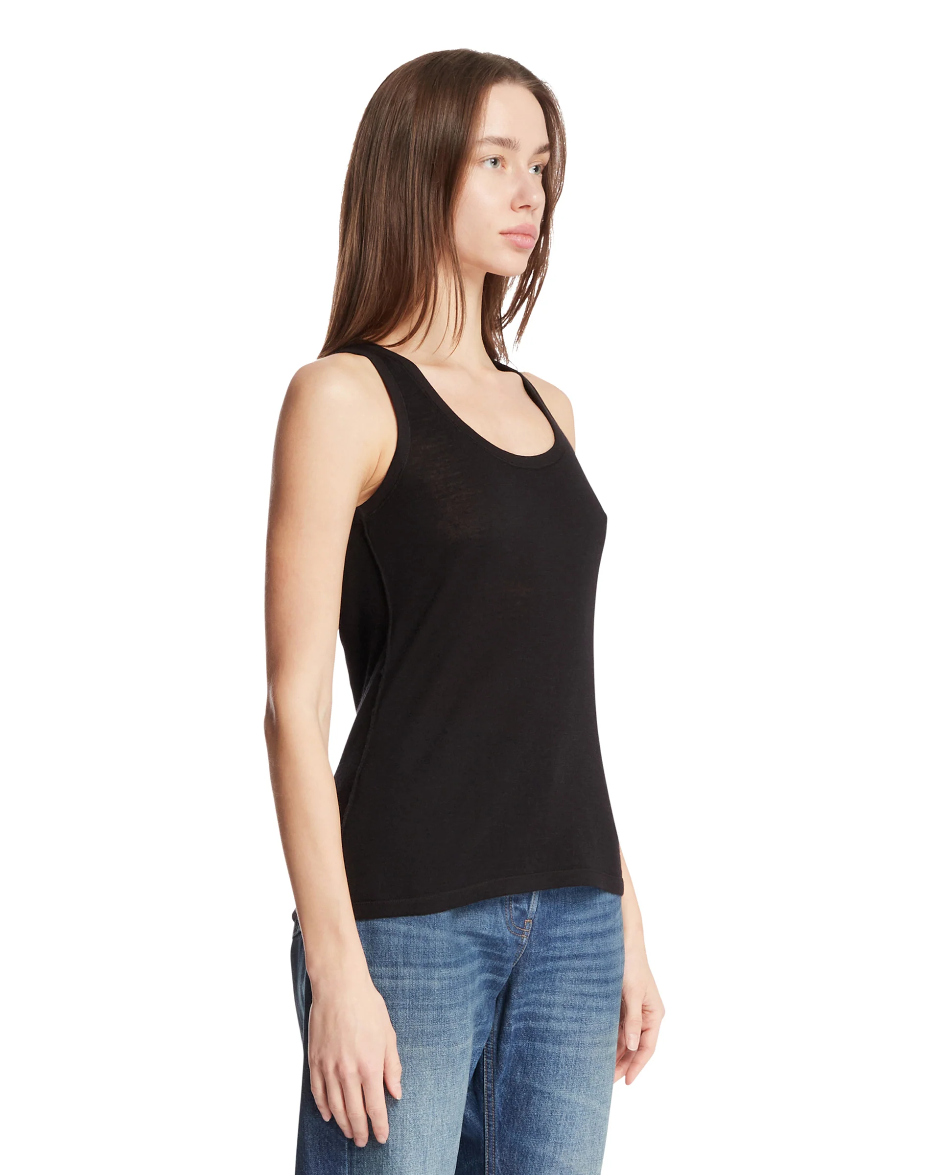 Top In Seta Lino E Cashmere Nero - Image 2