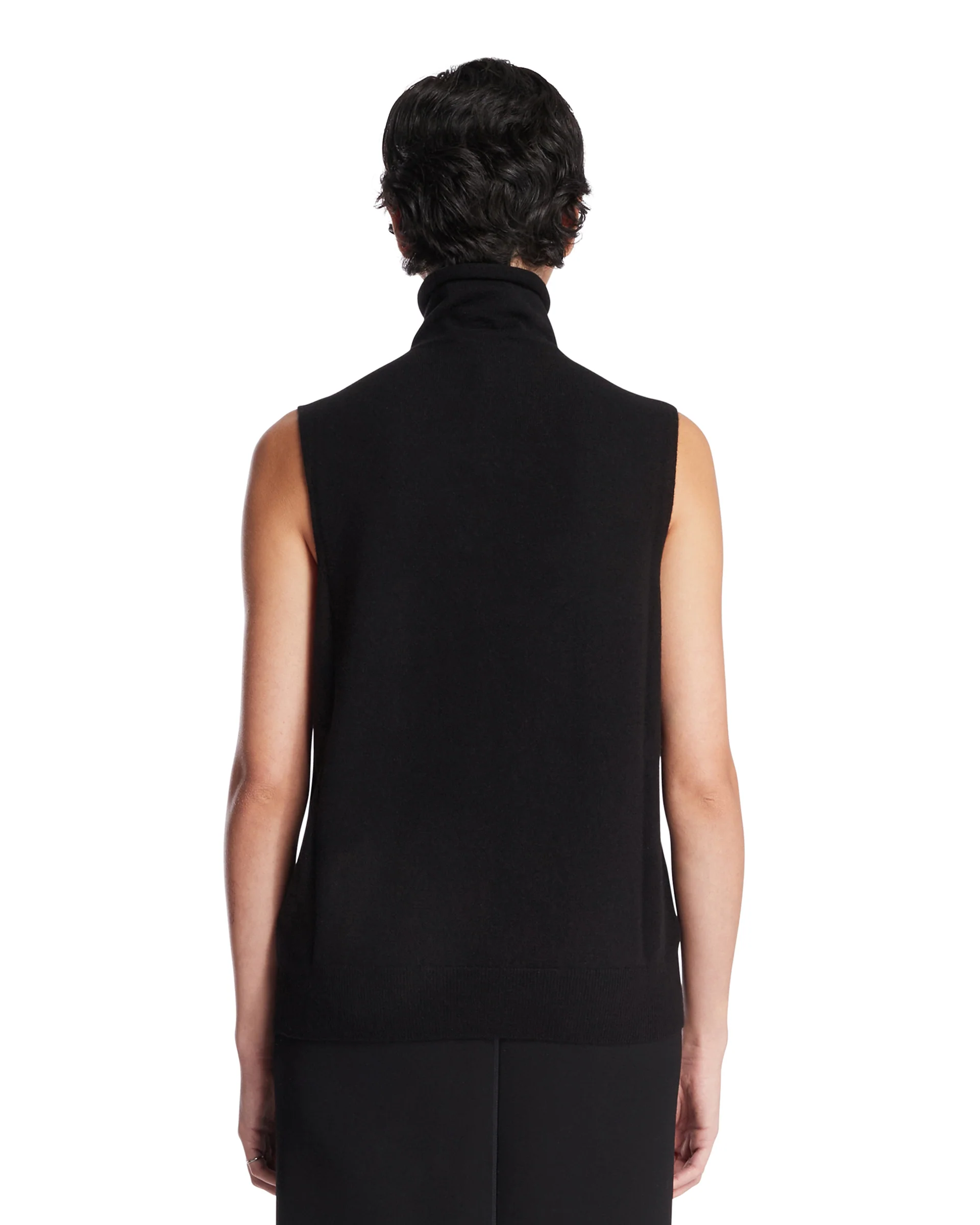 Dolcevita Senza Maniche In Cashmere Nero - Image 5