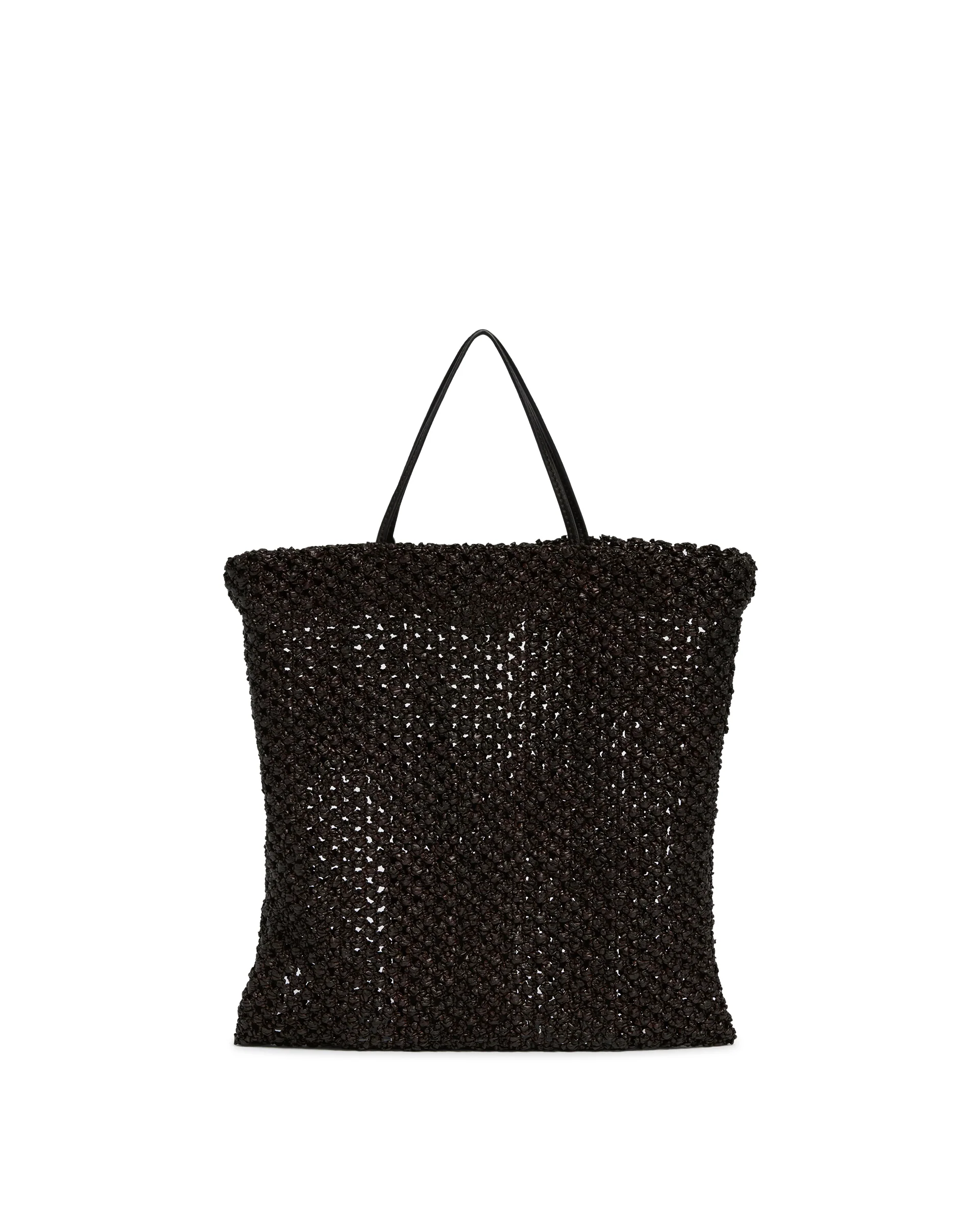 Borsa Intrecciata In Rafia Nera