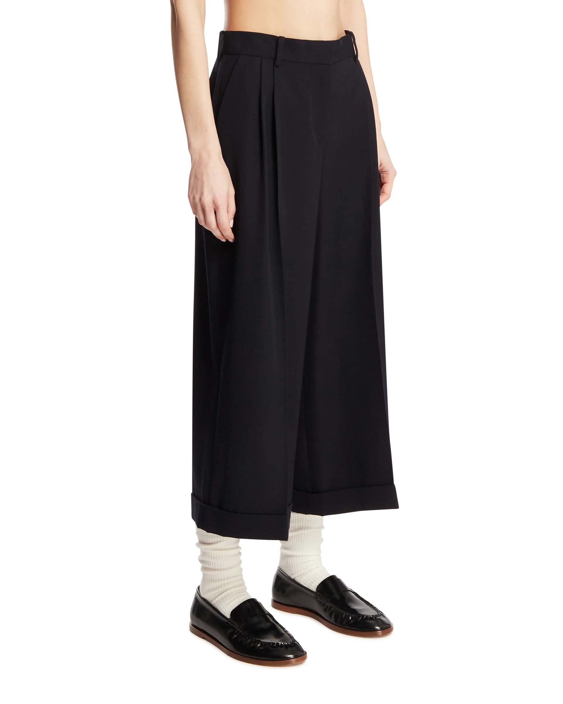 Pantaloni Lior Cropped In Lana Blu - Image 2