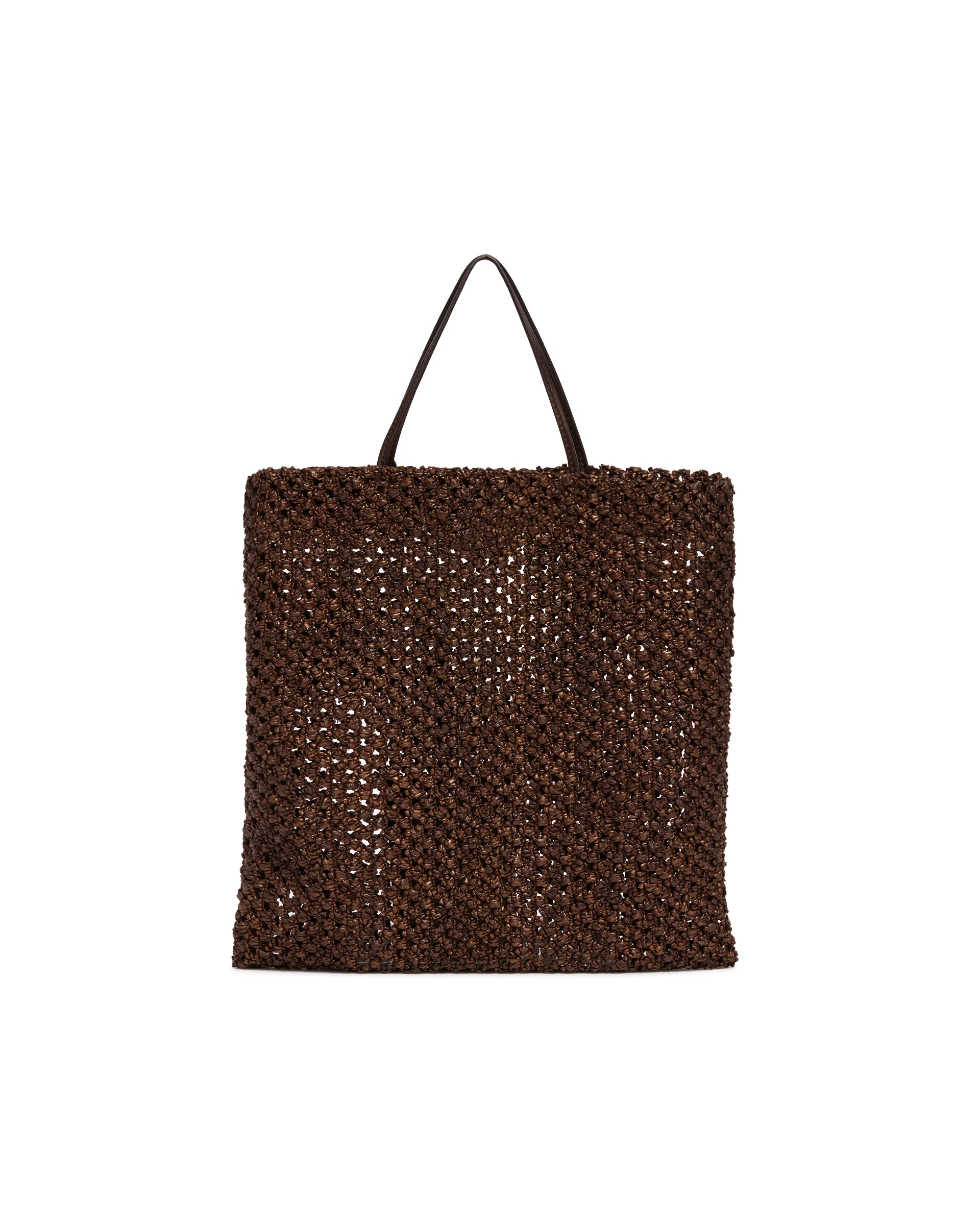 Borsa Intrecciata In Rafia Marrone - Image 2