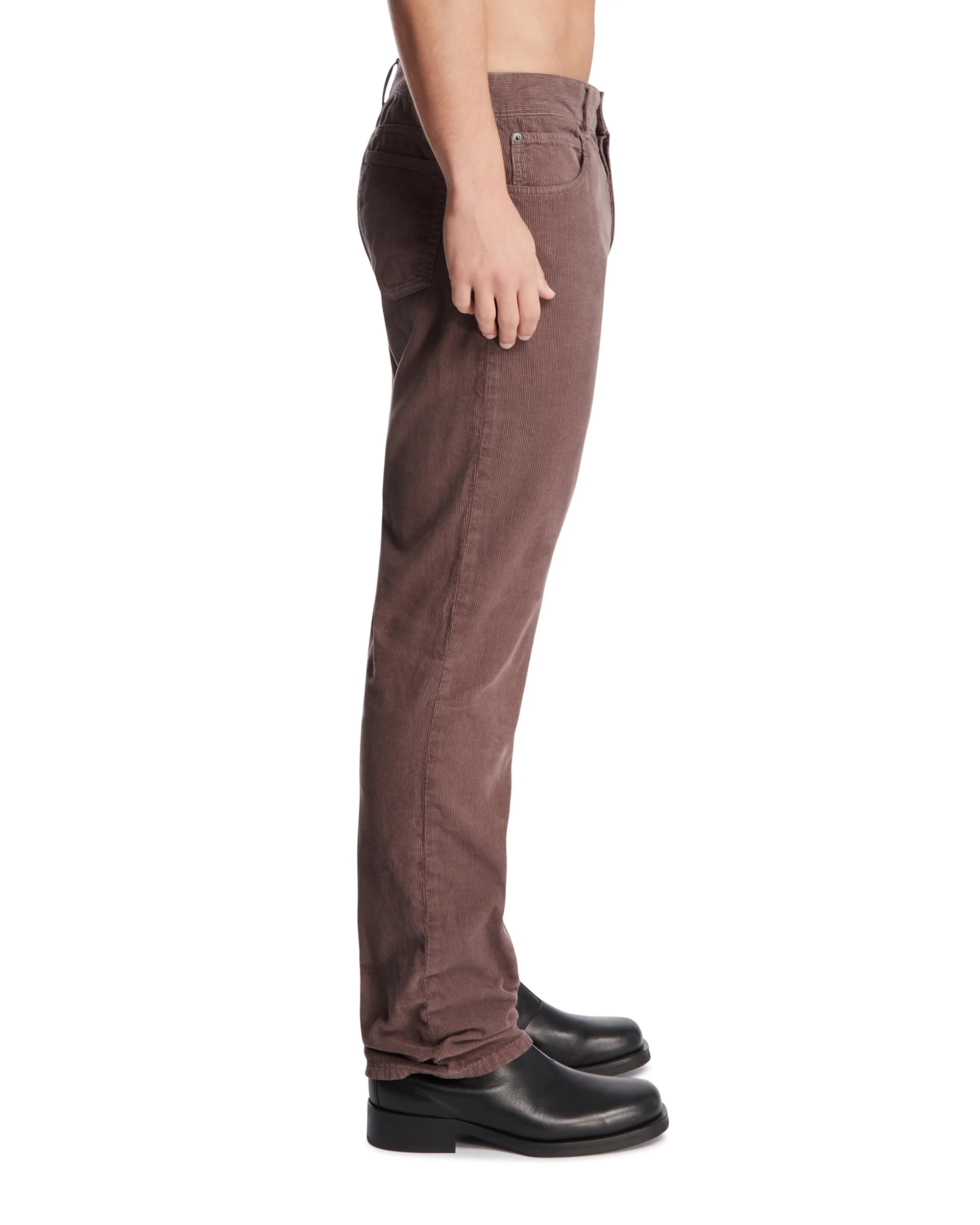Pantaloni In Velluto A Costine Grigi - Image 4