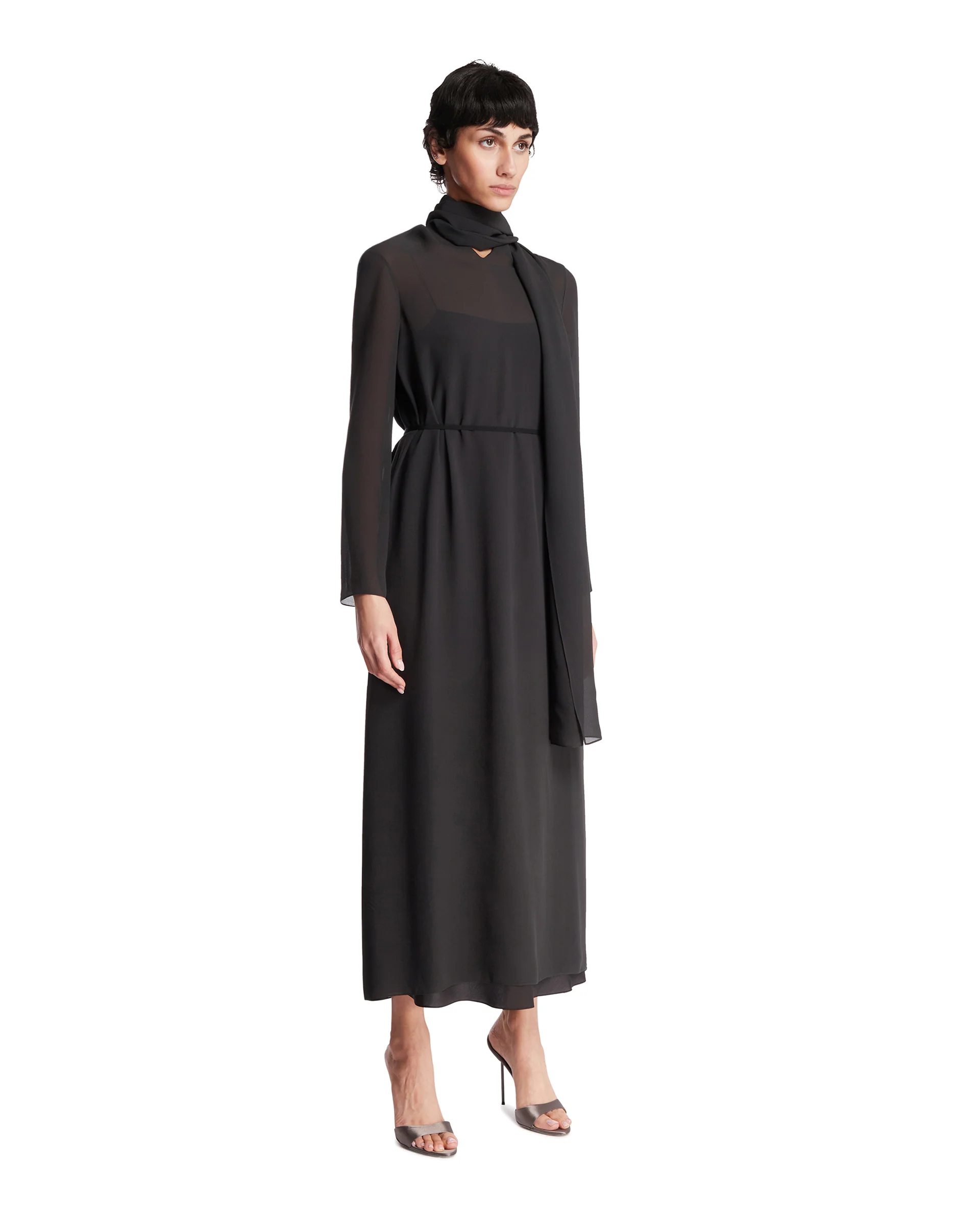 Abito Midi In Seta Grigio - Image 2