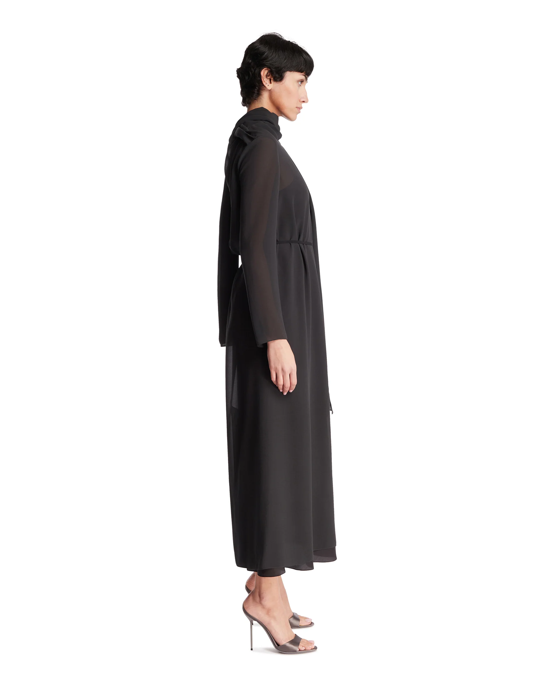 Abito Midi In Seta Grigio - Image 4