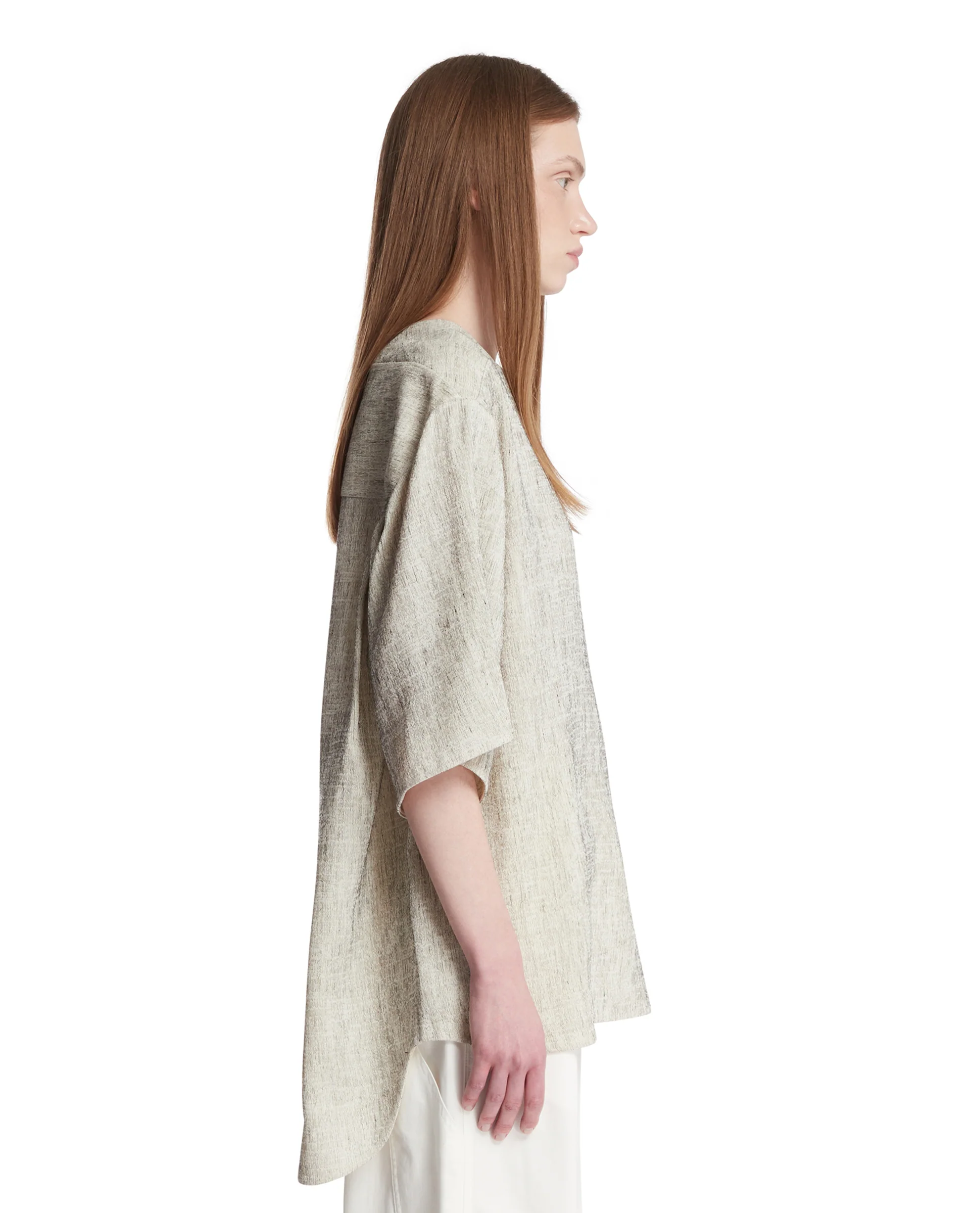 T-Shirt In Lino E Seta Bianca - Image 4