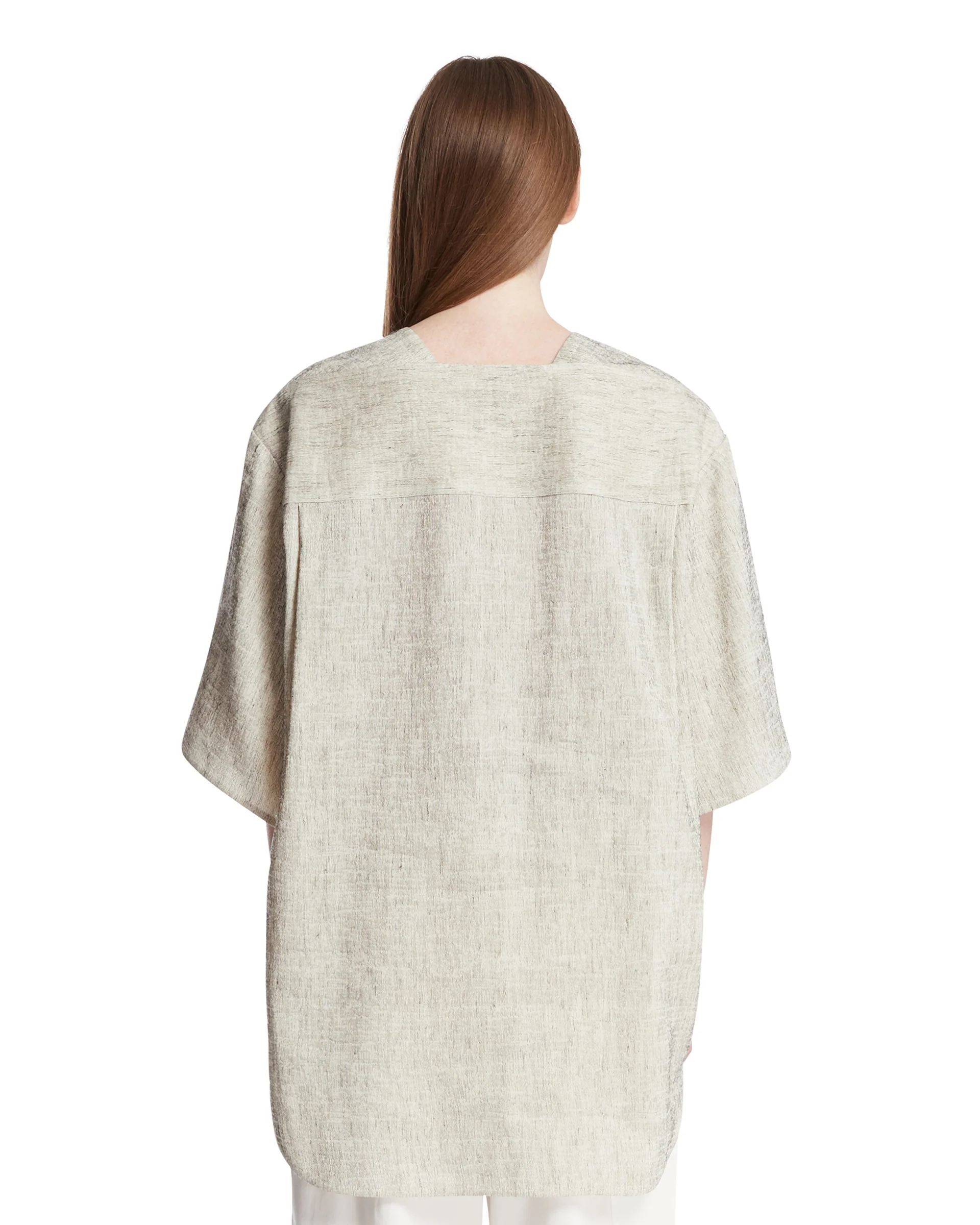 T-Shirt In Lino E Seta Bianca - Image 5