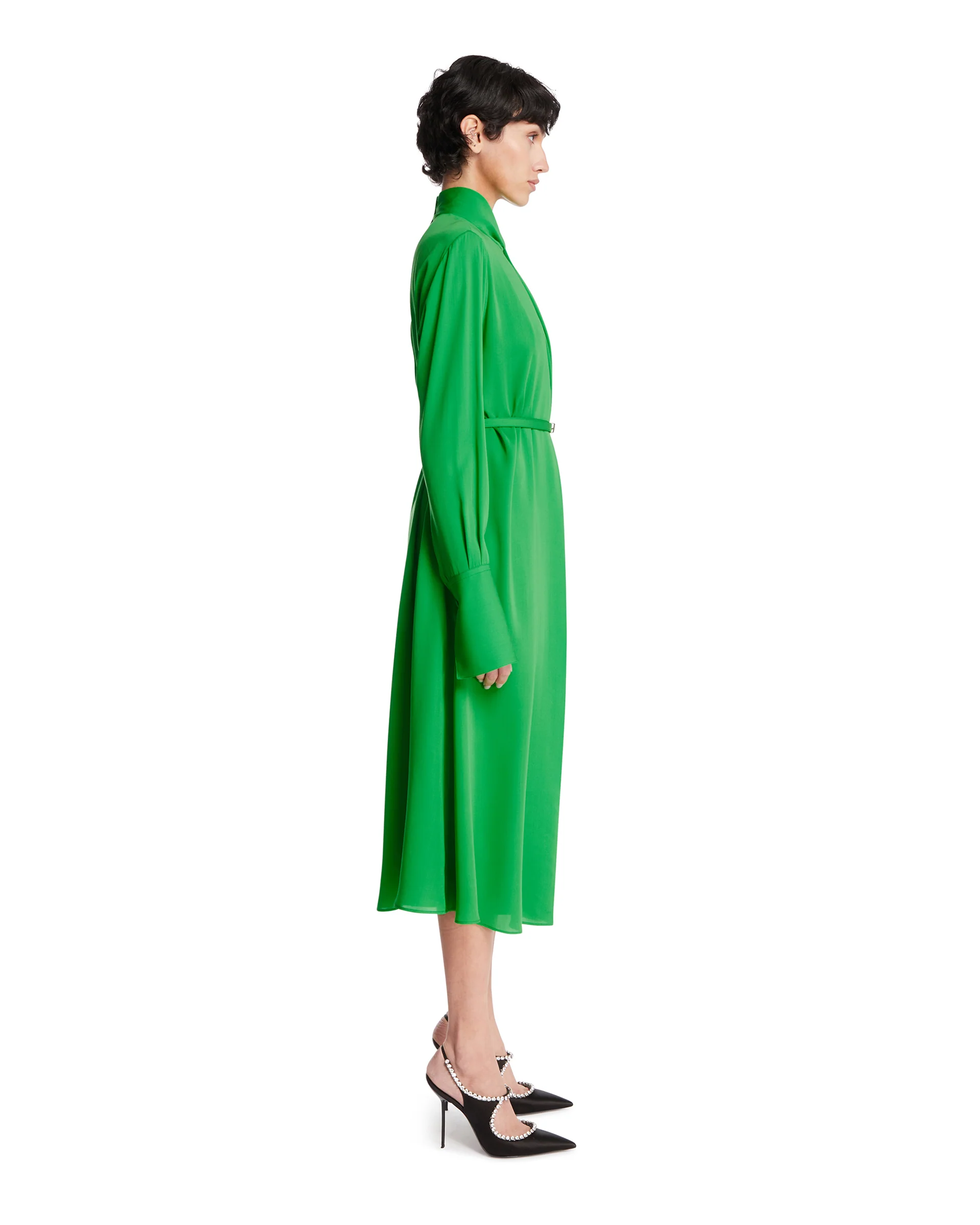 Abito In Seta Con Cintura Verde - Image 4
