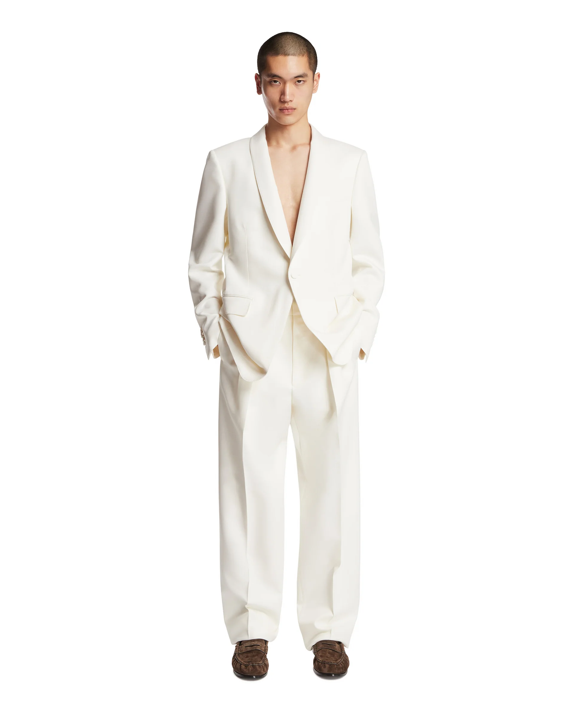 Blazer Con Revers A Scialle Bianco - Image 3