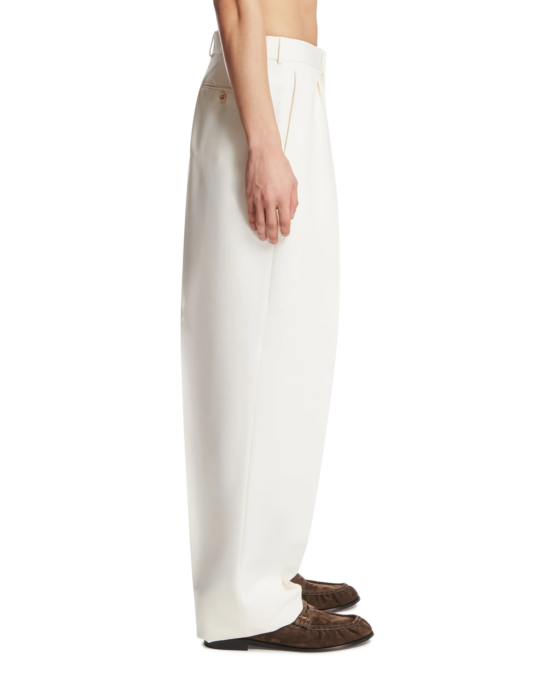 Pantaloni In Lana E Seta Bianchi - Image 4