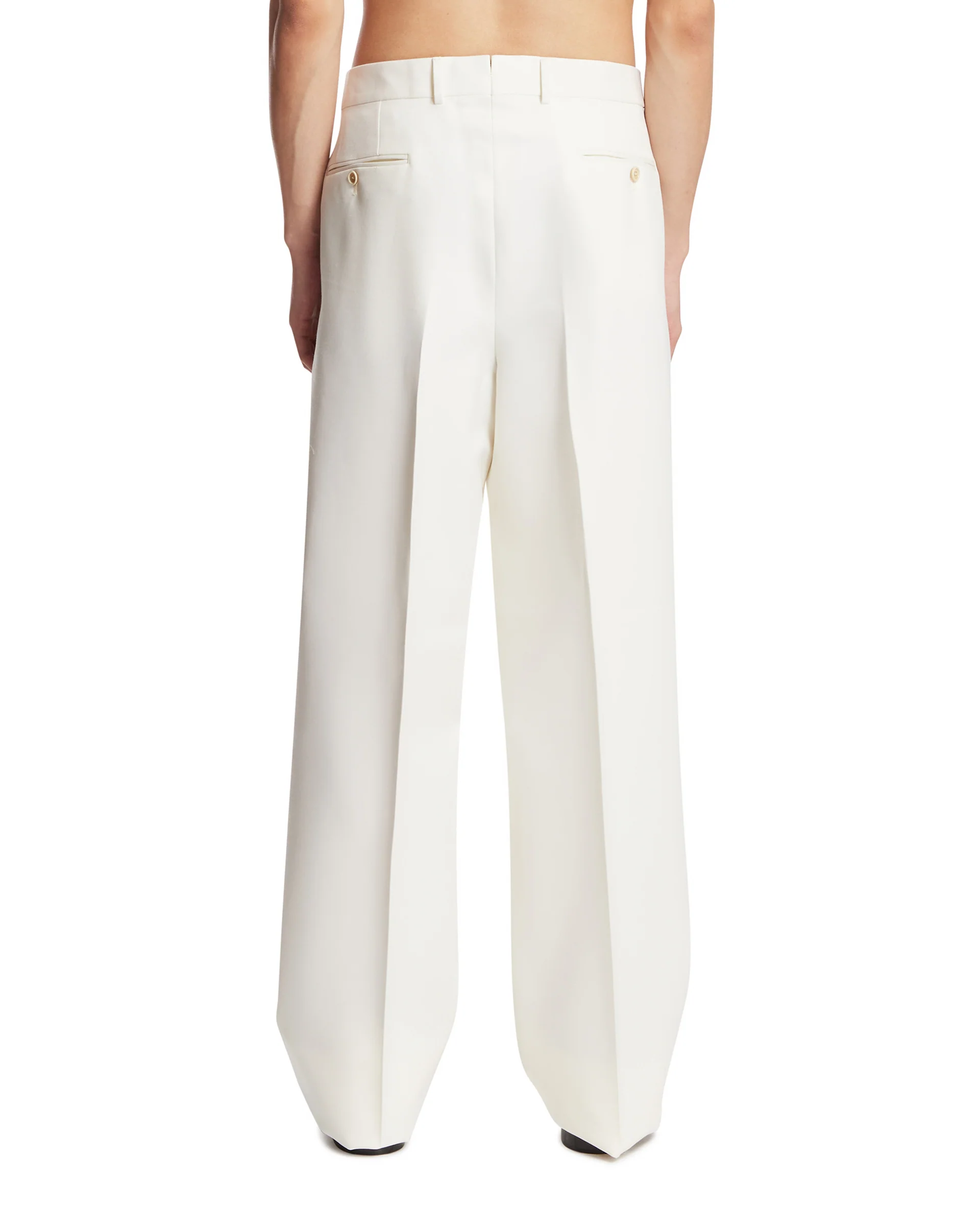 Pantaloni In Lana E Seta Bianchi - Image 5