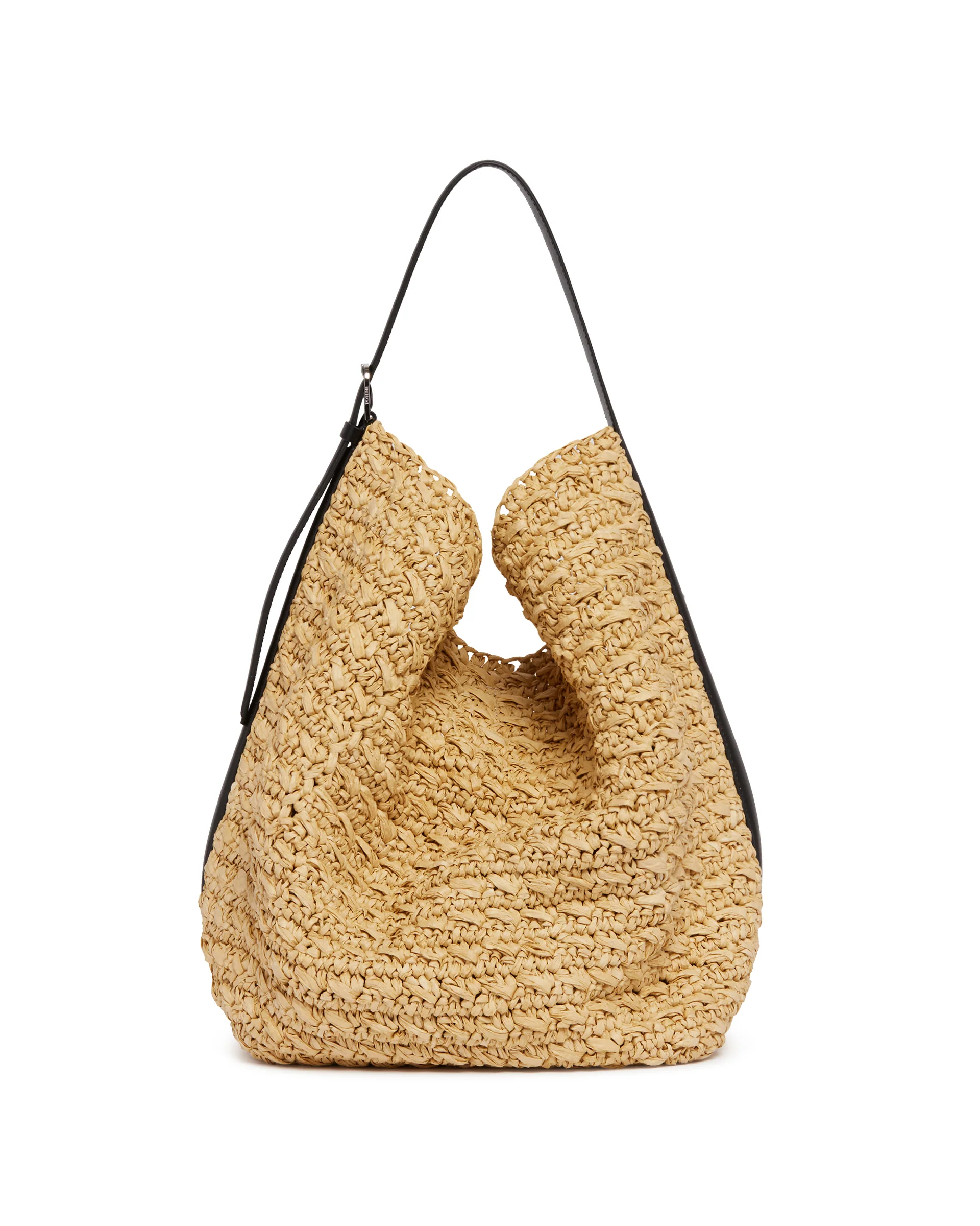 Borsa Belted Tote In Rafia Beige - Image 2