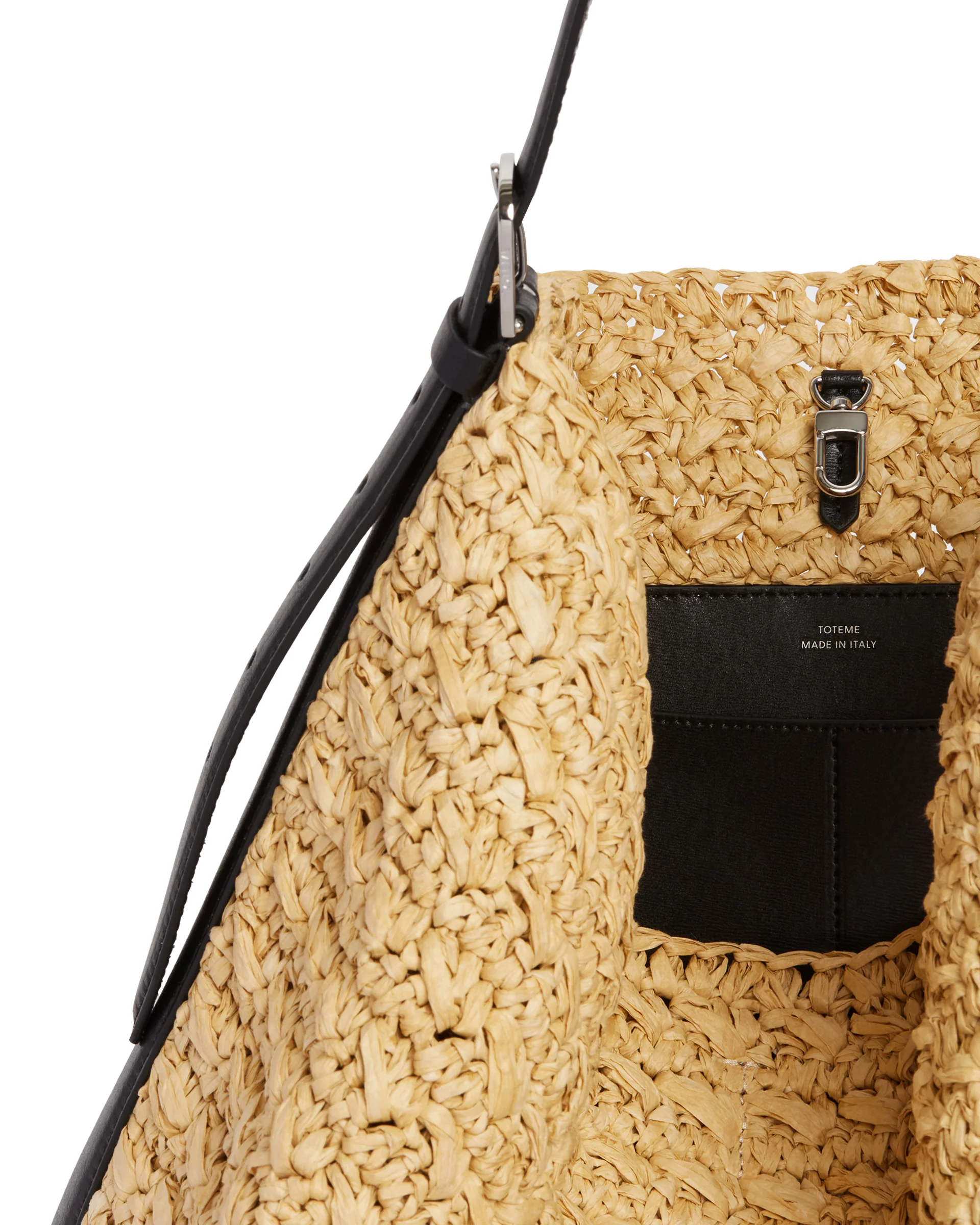 Borsa Belted Tote In Rafia Beige - Image 4