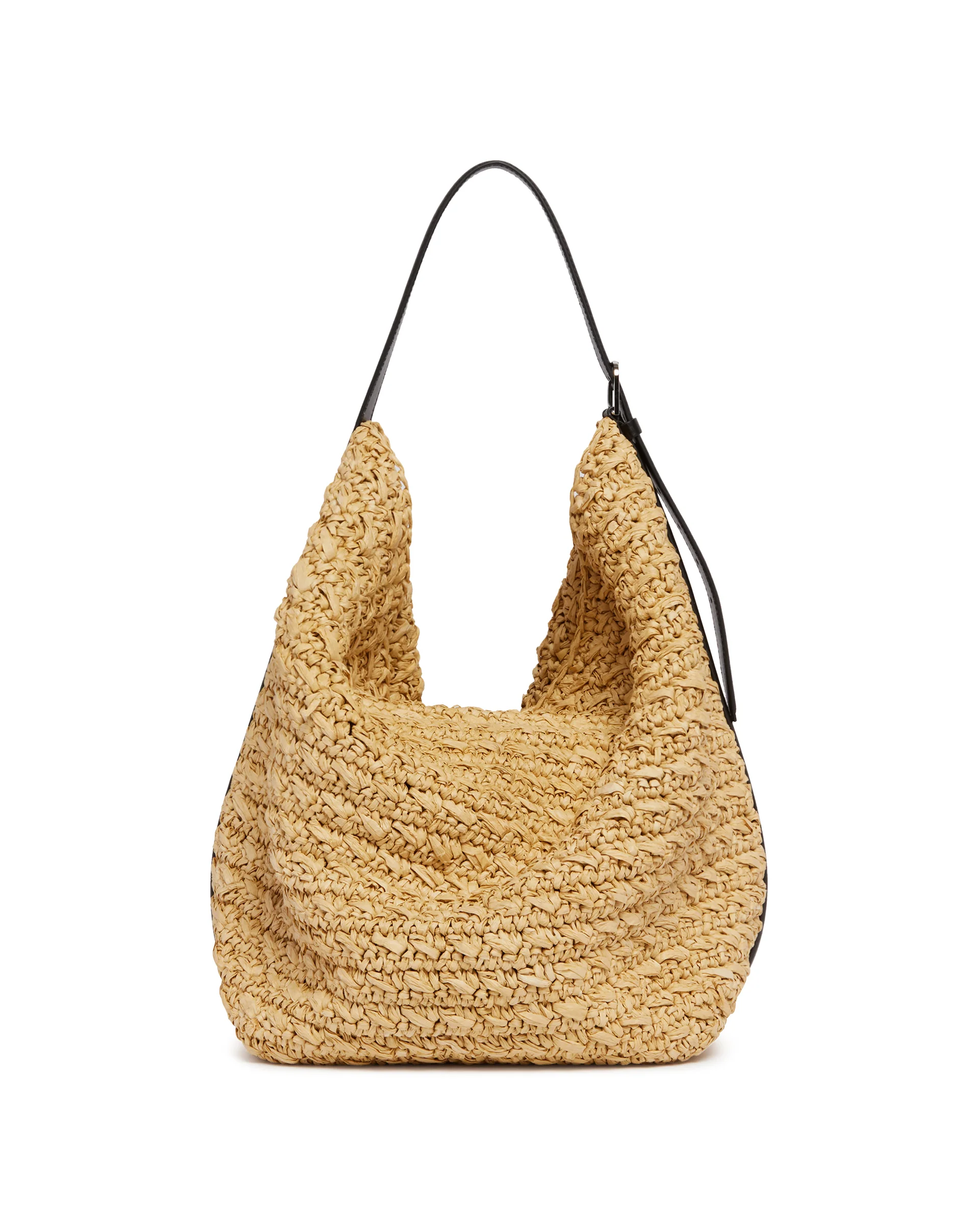 Borsa Belted Tote In Rafia Beige - Image 6