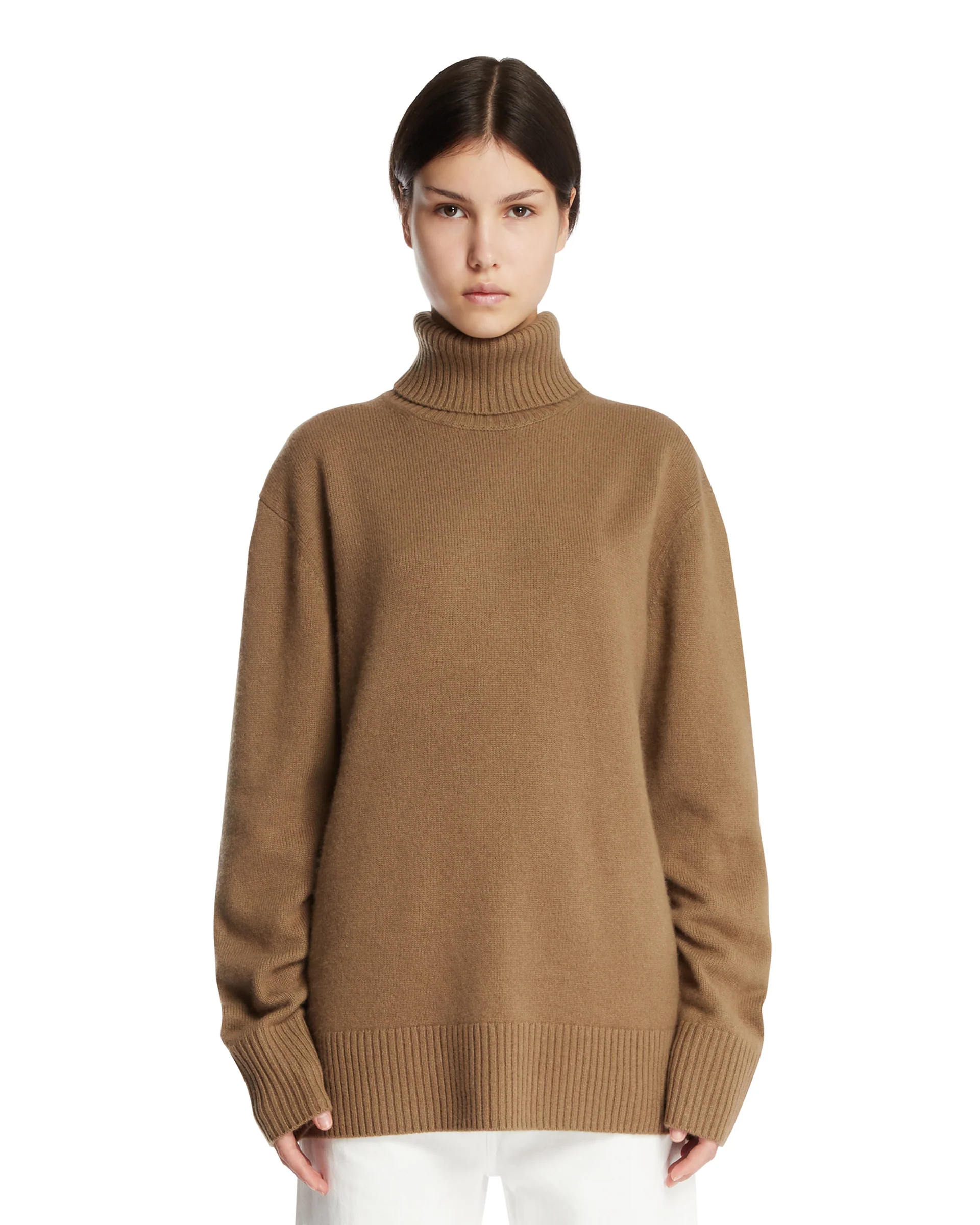 Pullover A Collo Alto Beige
