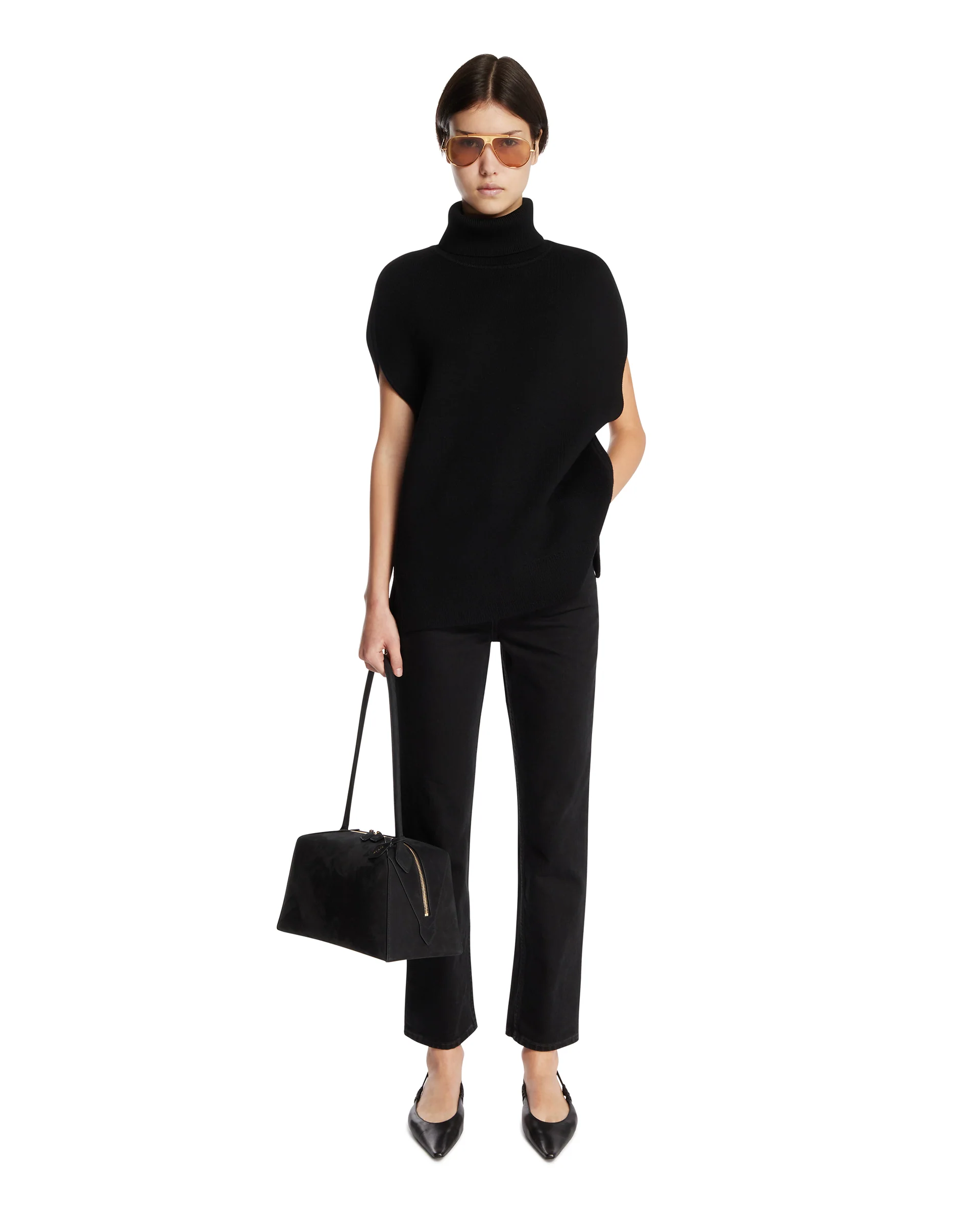 Jeans A Gamba Dritta Cropped Neri - Image 3