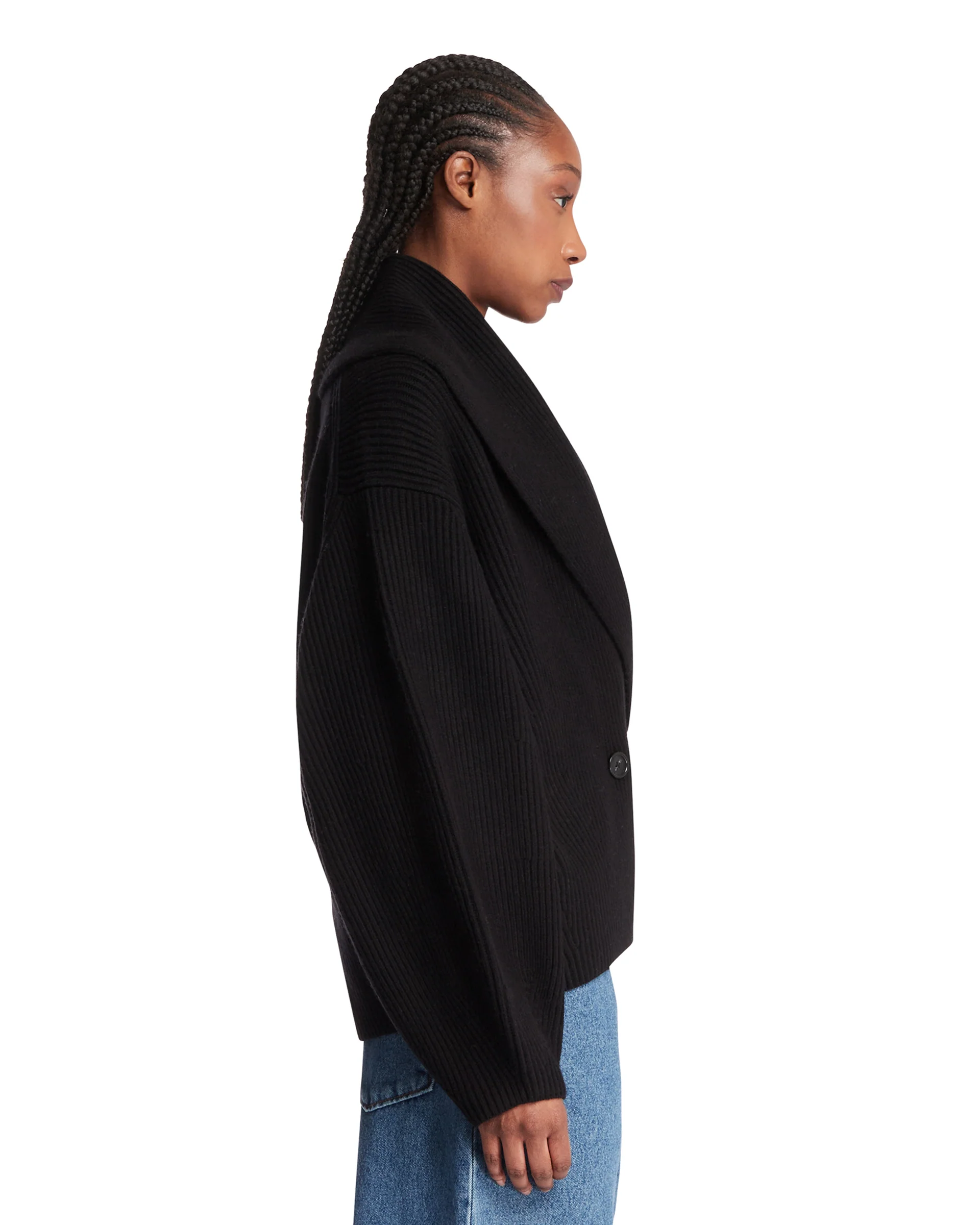 Cardigan Doppiopetto in Lana Nero - Image 4