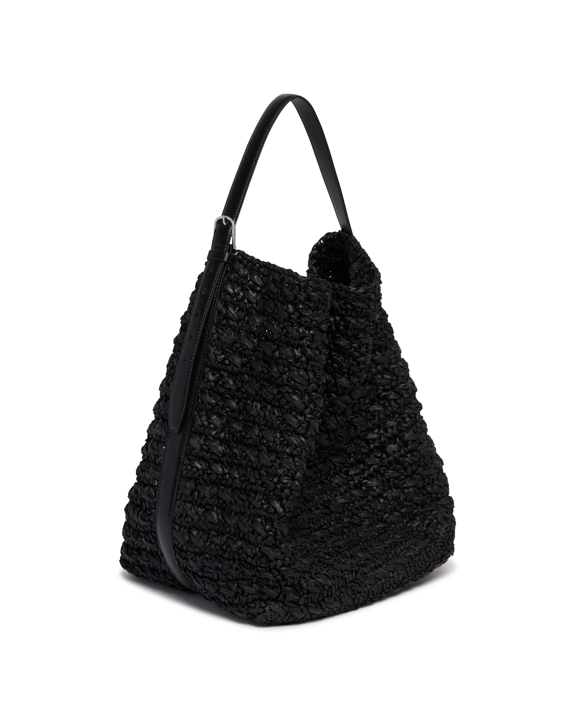 Borsa Belted Tote In Rafia Nera - Image 3