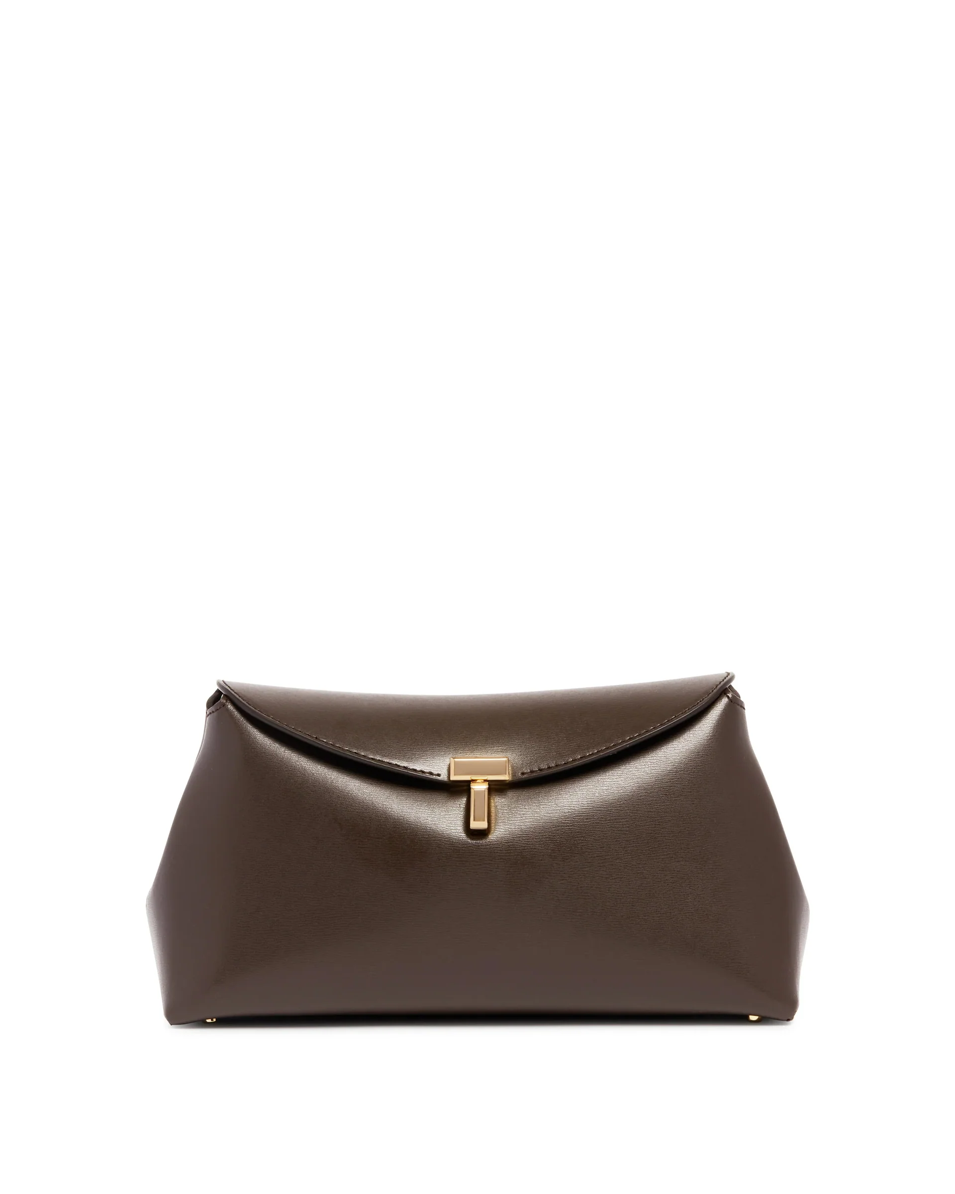 Borsa T-Lock Clutch Marrone