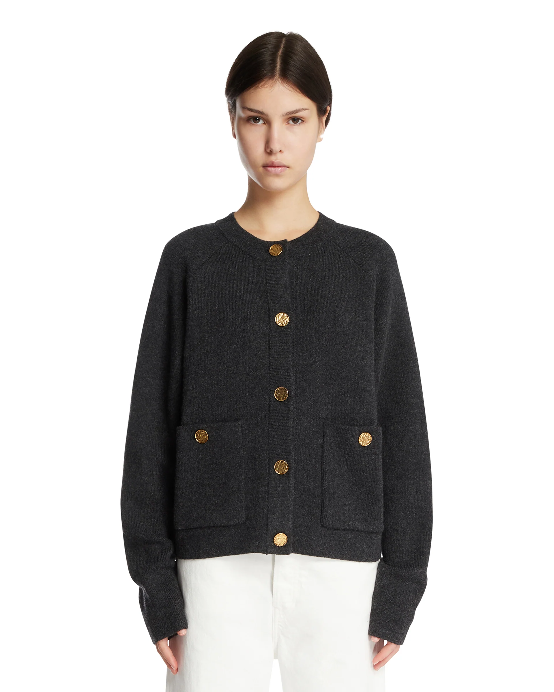 Cardigan Con Bottoni Gioiello Grigio