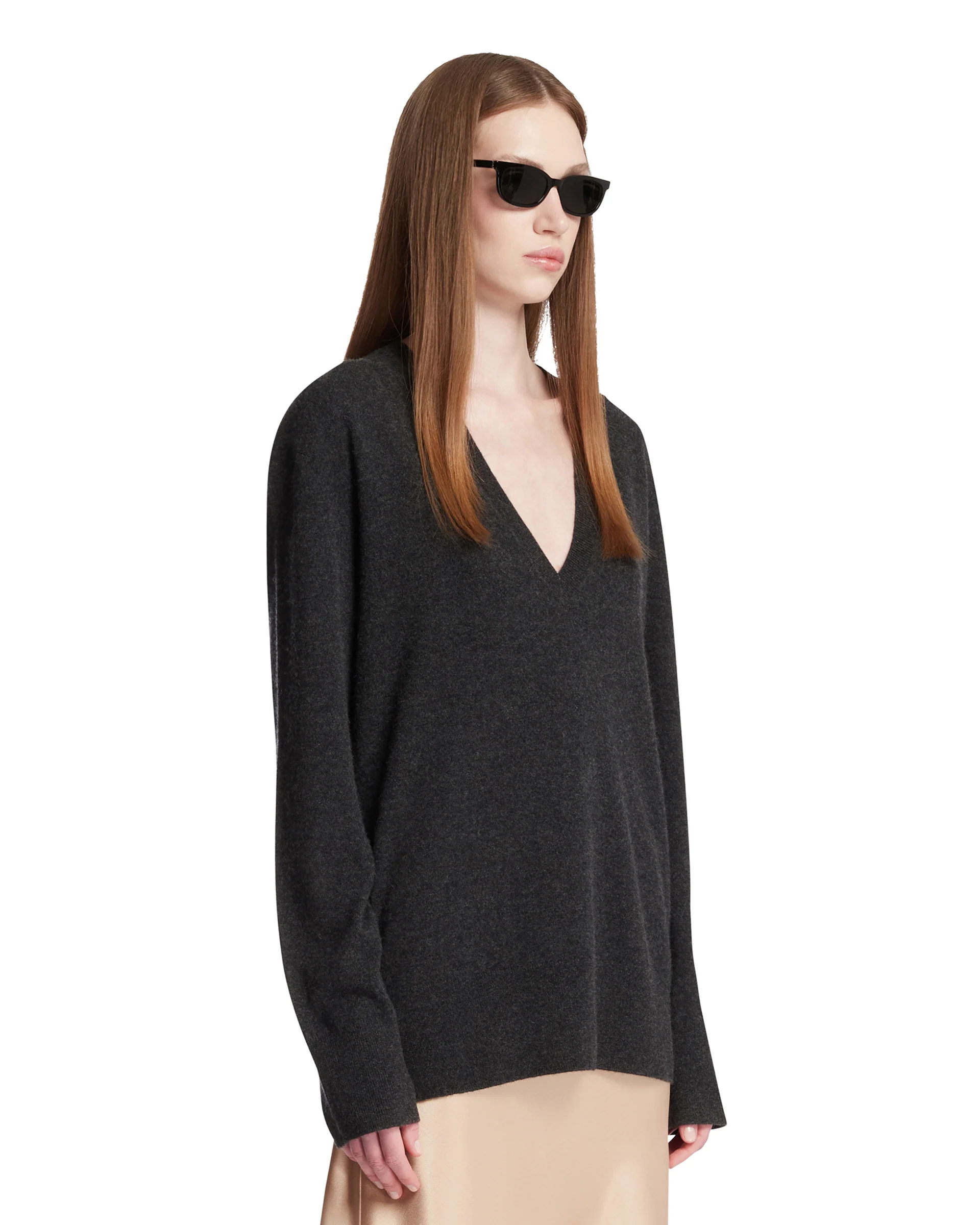 Maglione Con Scollo A V Grigio - Image 2