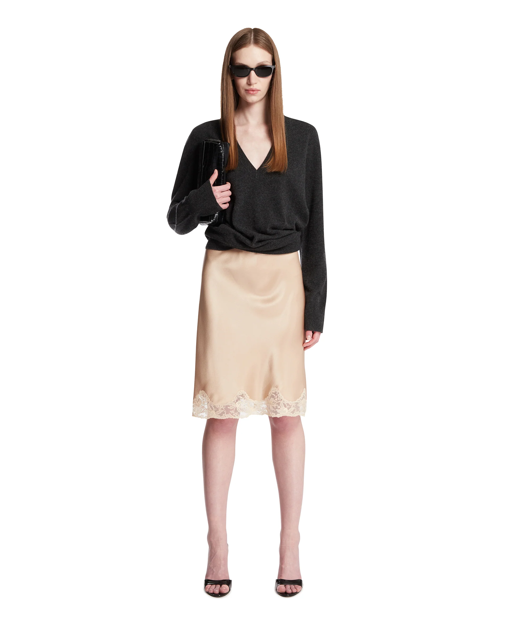 Maglione Con Scollo A V Grigio - Image 3