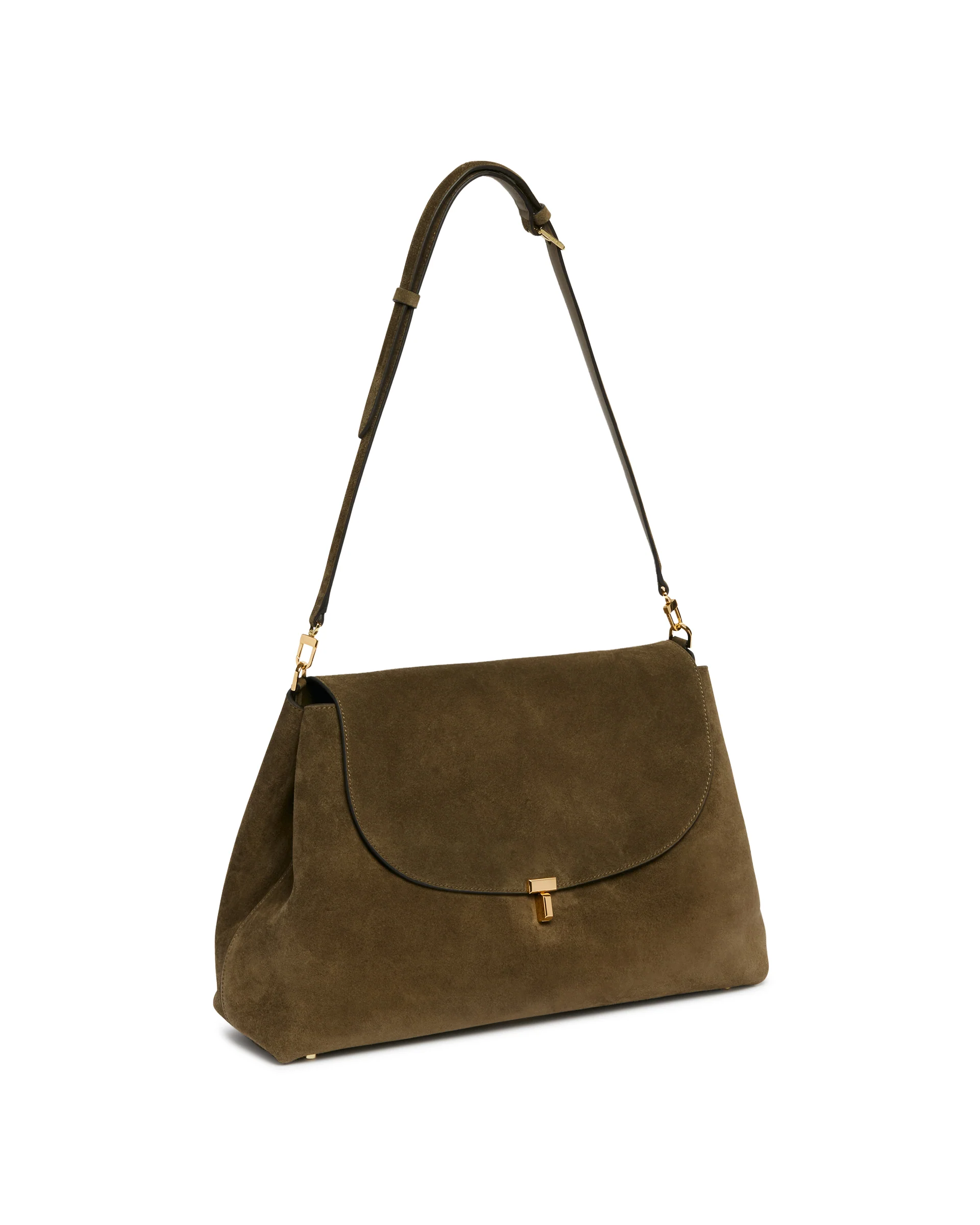 Borsa T-Lock Satchel In Suede Verde - Image 5