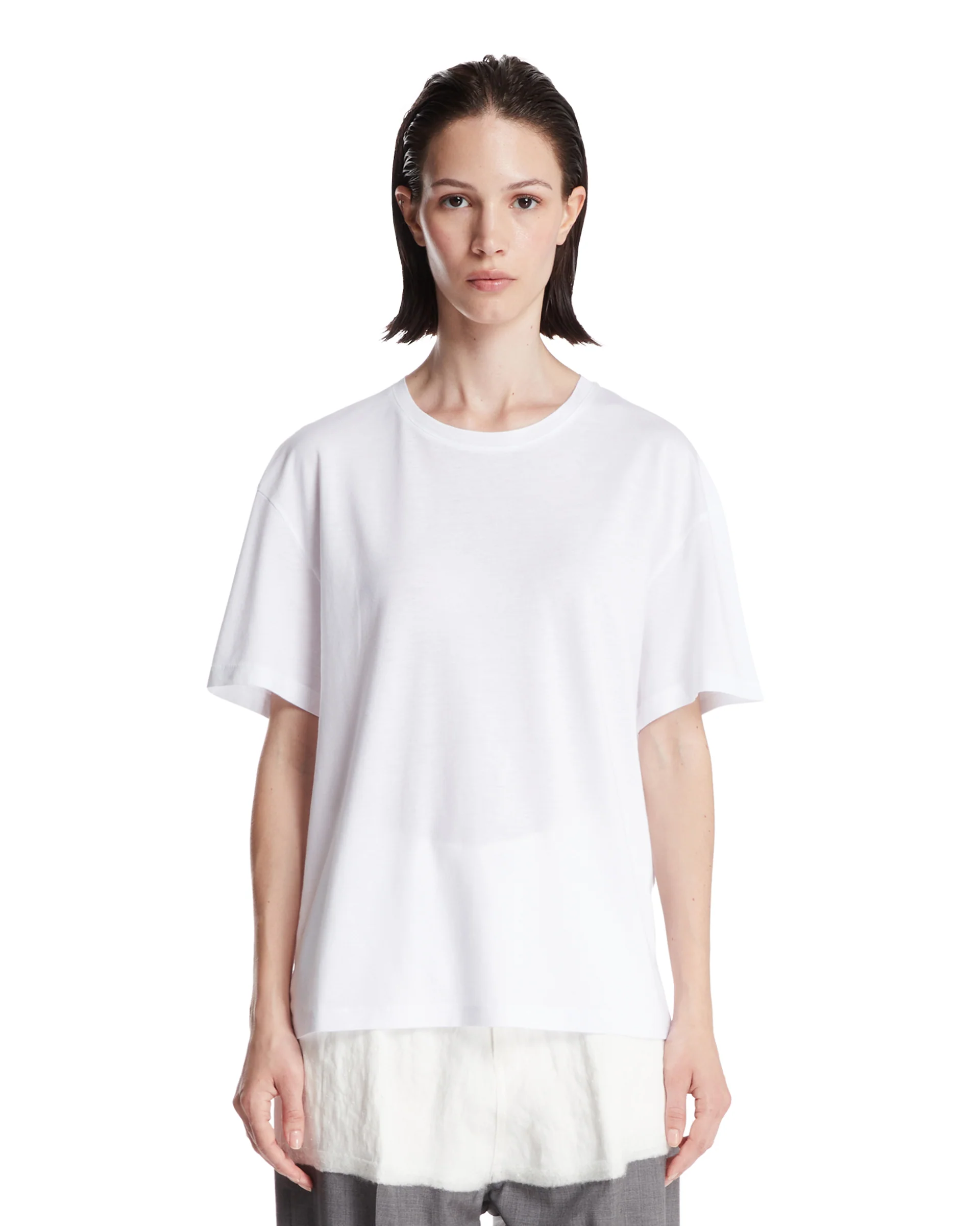 T-Shirt Girocollo In Cotone Bianca