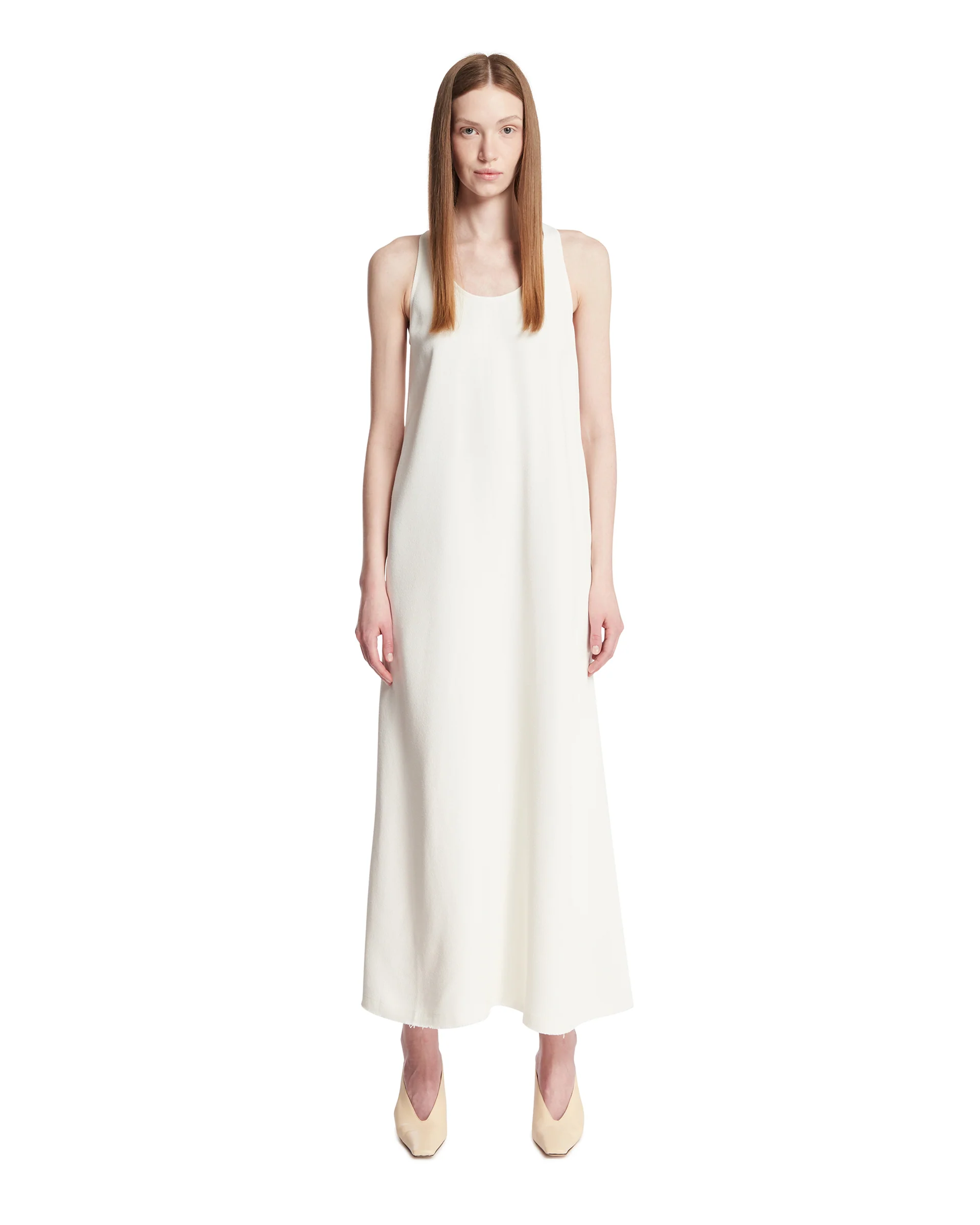 Abito Girocollo In Viscosa Bianco
