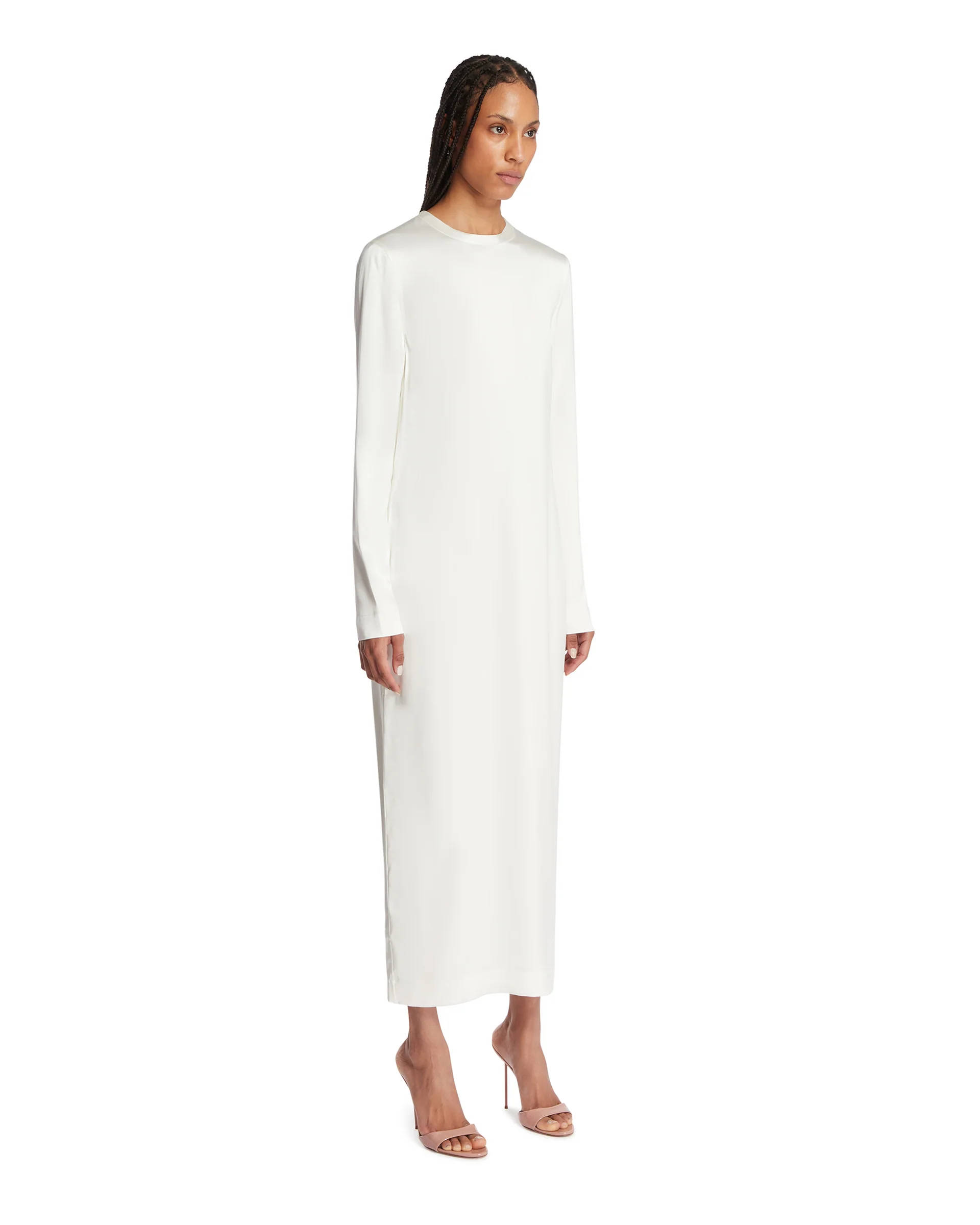 Abito Lungo In Satin Bianco - Image 2