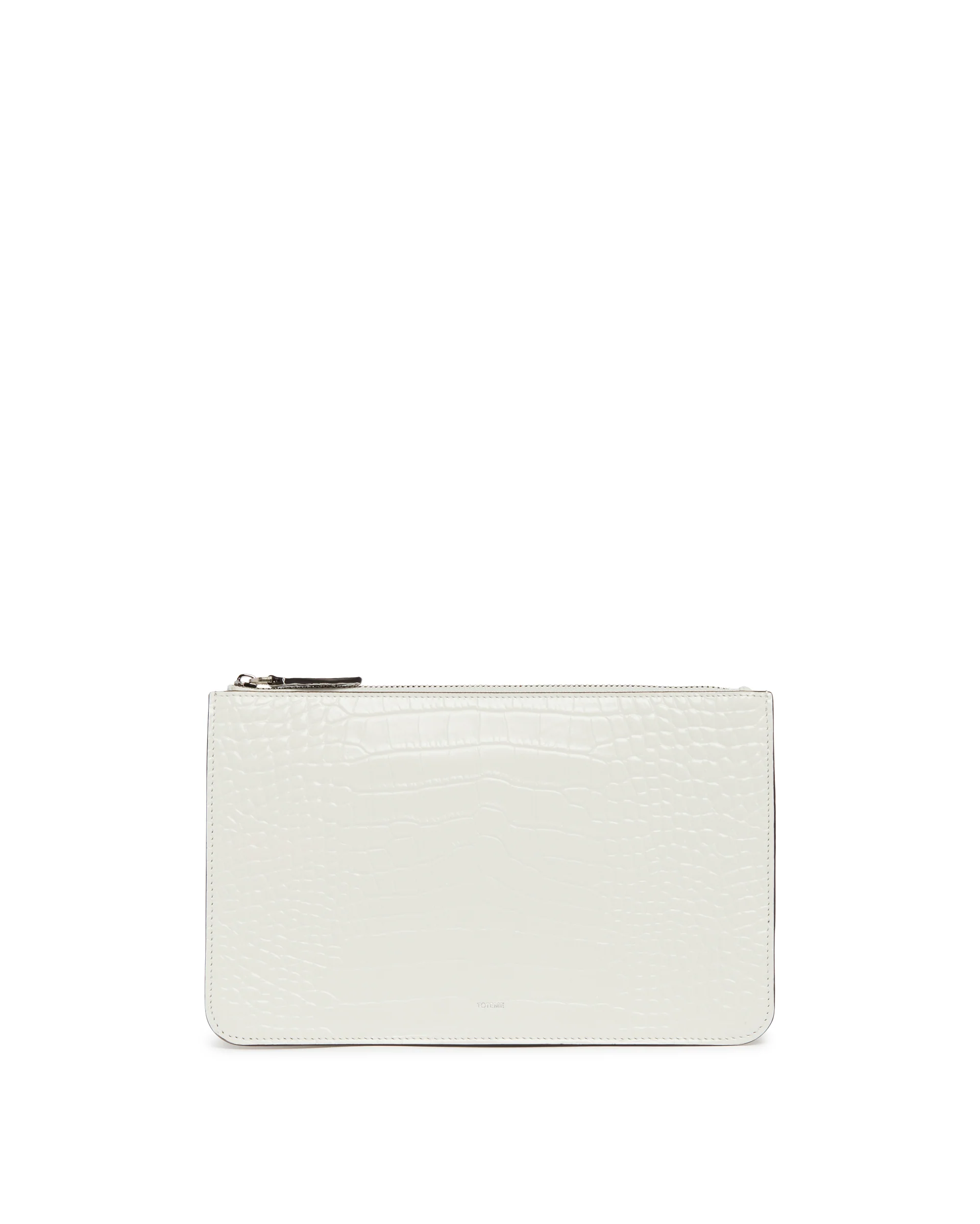 Pochette Threefold Stampa Cocco Bianca