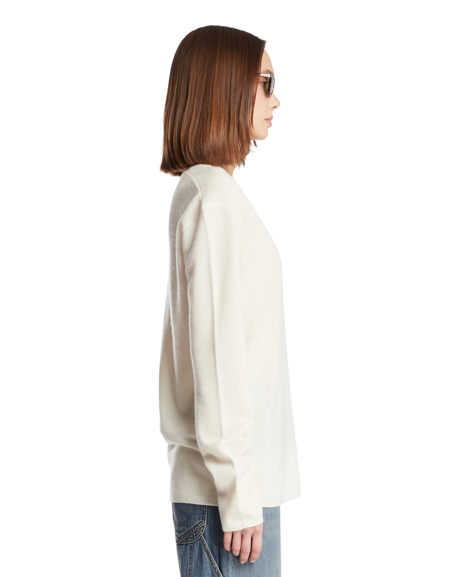 Maglione Con Scollo A V Bianco - Image 4