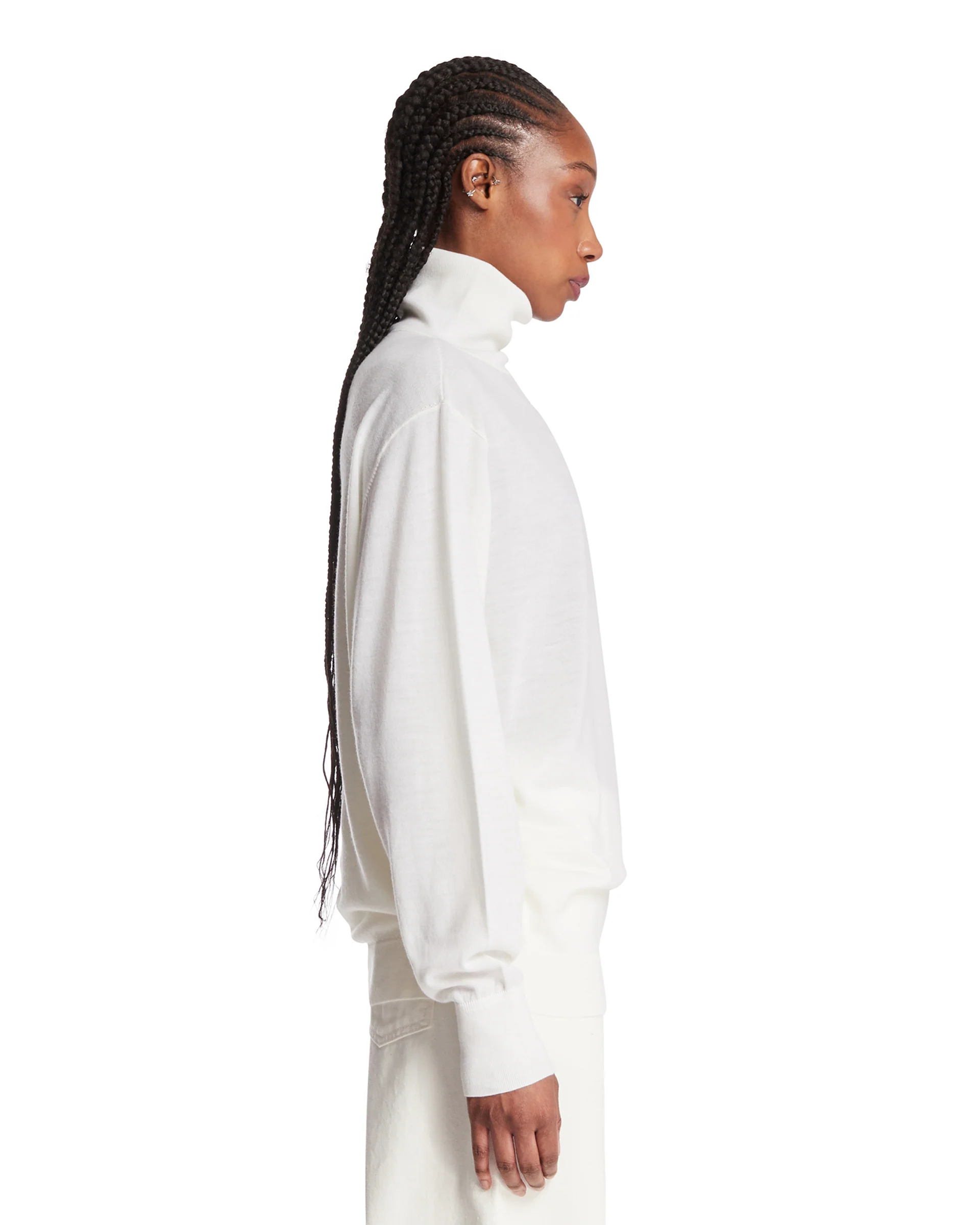 Maglione In Lana A Collo Alto Bianco - Image 4