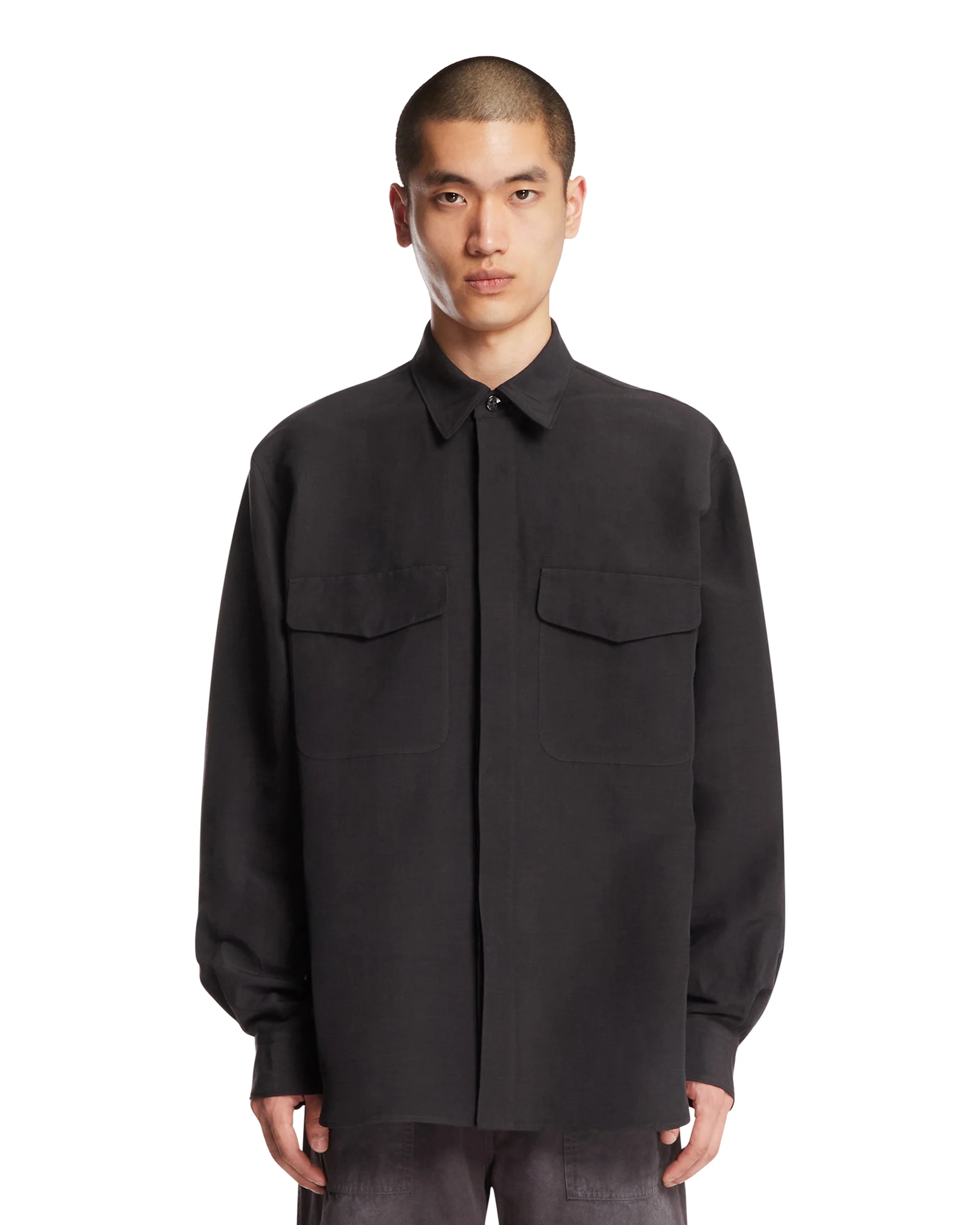 Overshirt Jonah in Lino e Seta Nera