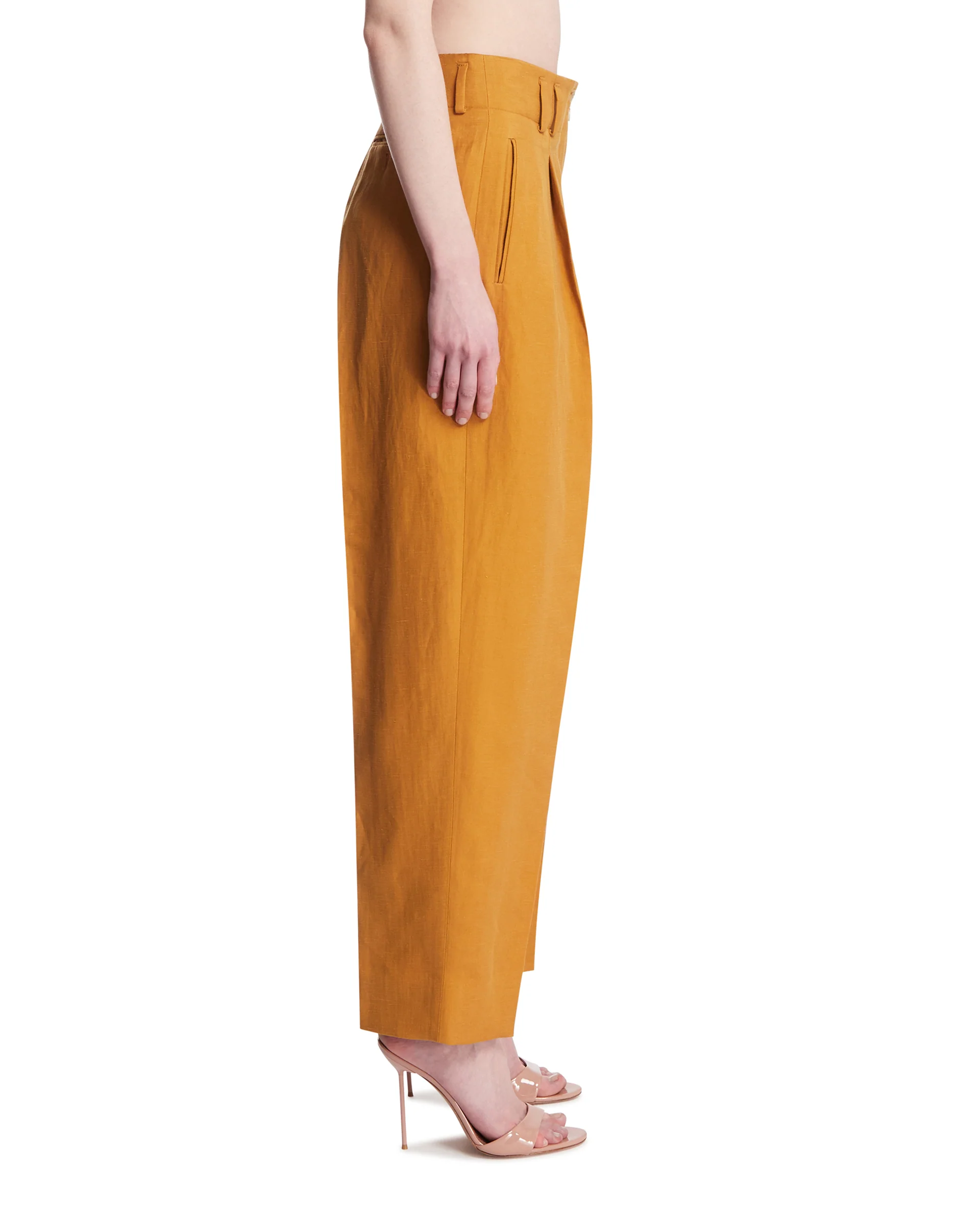 Pantaloni Diane In Lino E Seta Marroni - Image 4