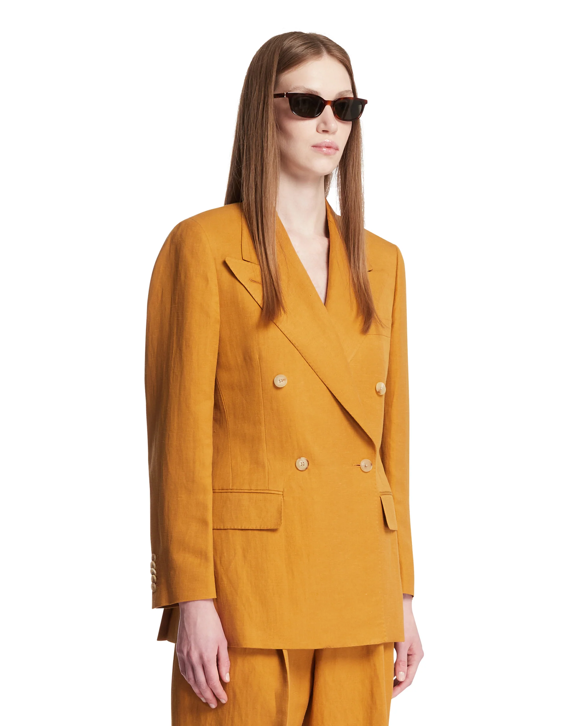 Blazer Luisa In Lino E Seta Marrone - Image 2