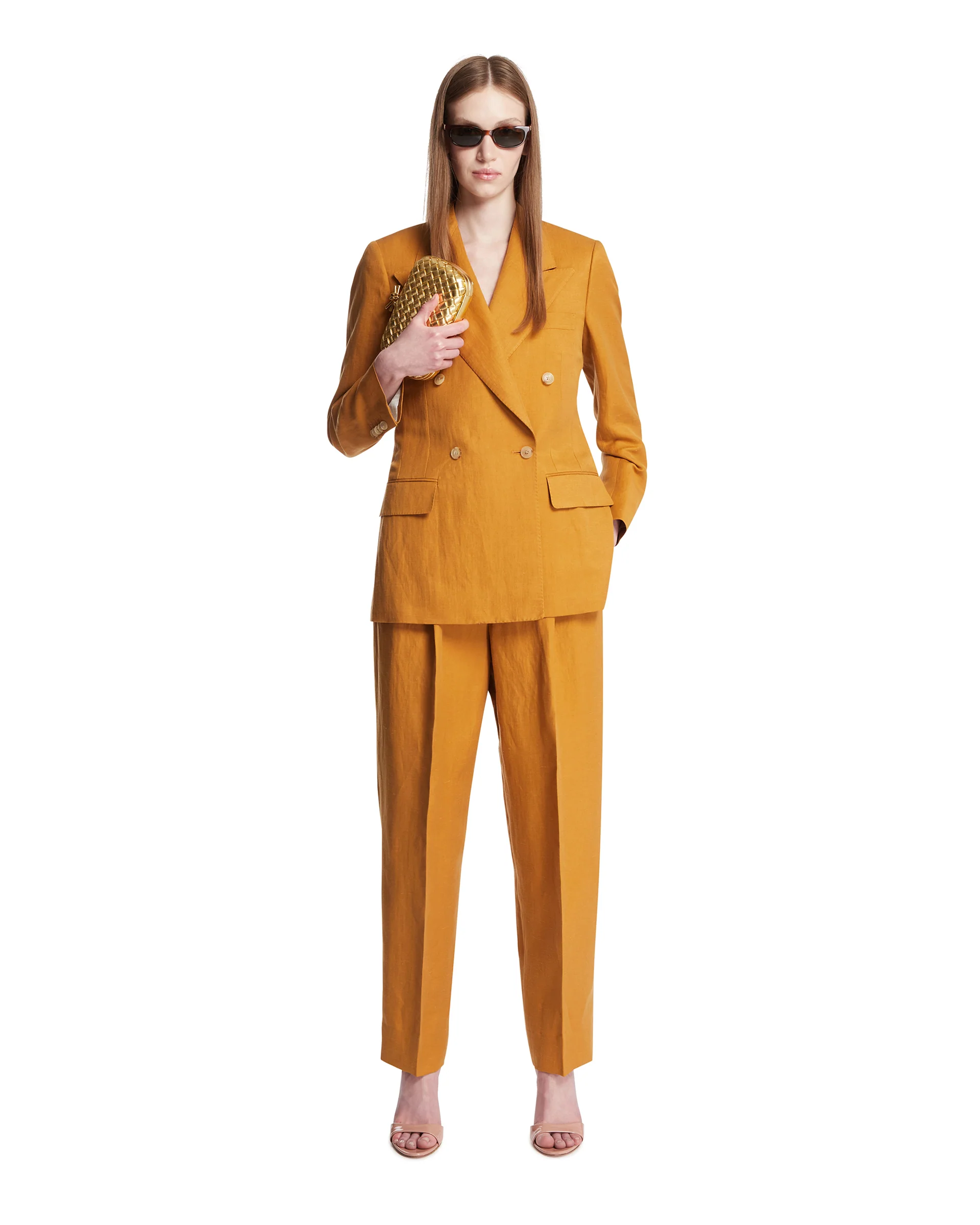 Blazer Luisa In Lino E Seta Marrone - Image 3